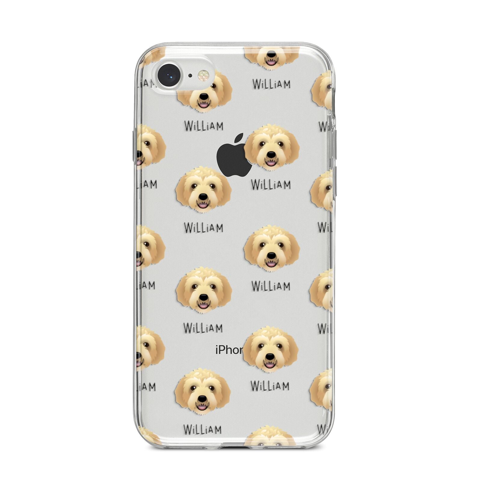 Labradoodle Icon with Name iPhone 8 Bumper Case on Silver iPhone