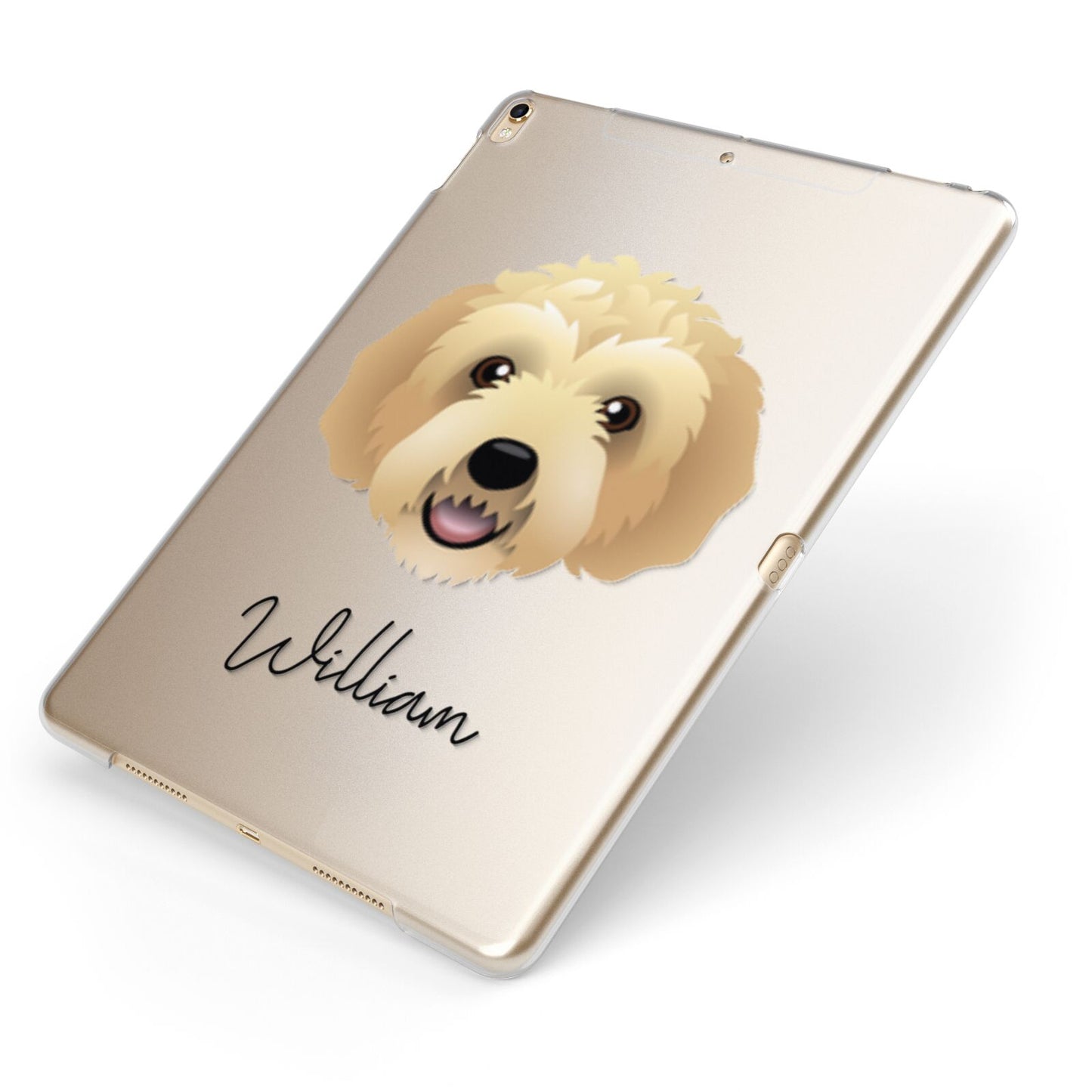 Labradoodle Personalised Apple iPad Case on Gold iPad Side View