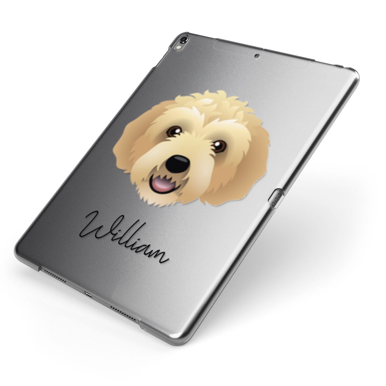 Labradoodle Personalised Apple iPad Case on Grey iPad Side View
