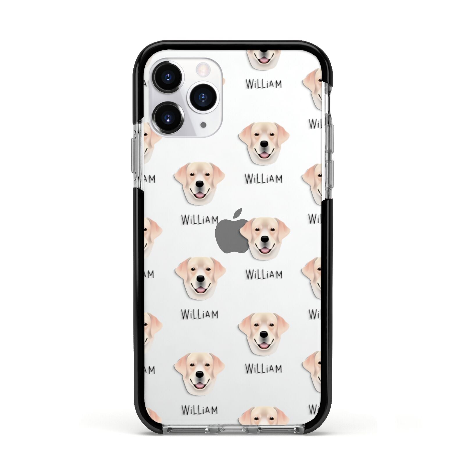 Labrador Retriever Icon with Name Apple iPhone 11 Pro in Silver with Black Impact Case