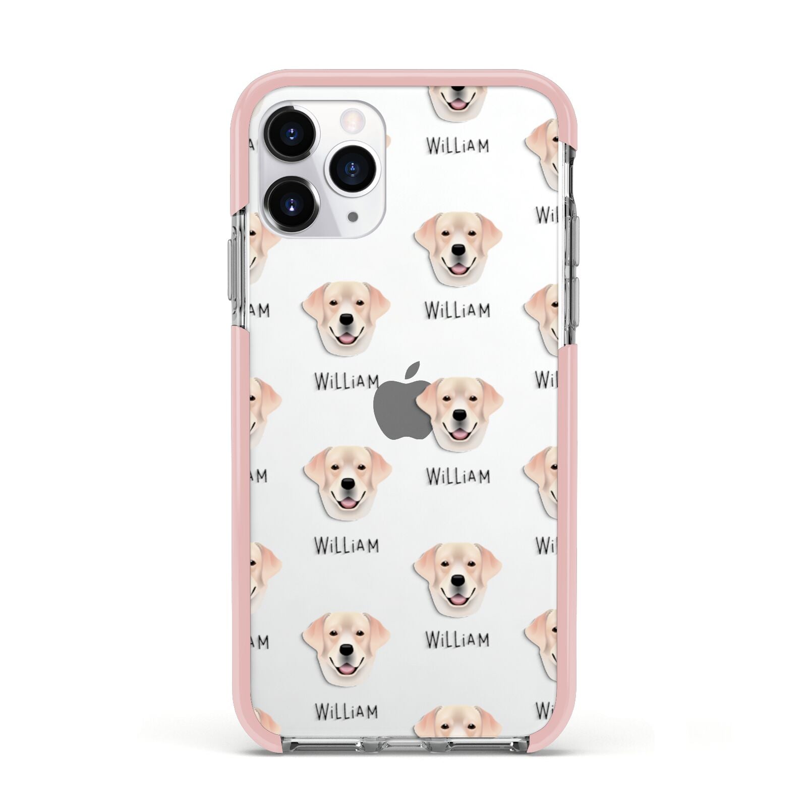 Labrador Retriever Icon with Name Apple iPhone 11 Pro in Silver with Pink Impact Case