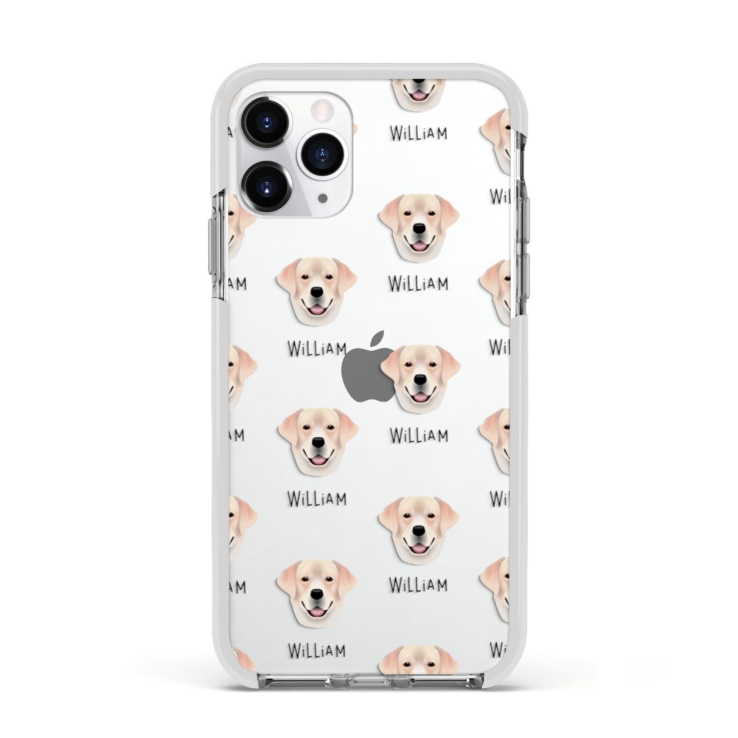 Labrador Retriever Icon with Name Apple iPhone 11 Pro in Silver with White Impact Case
