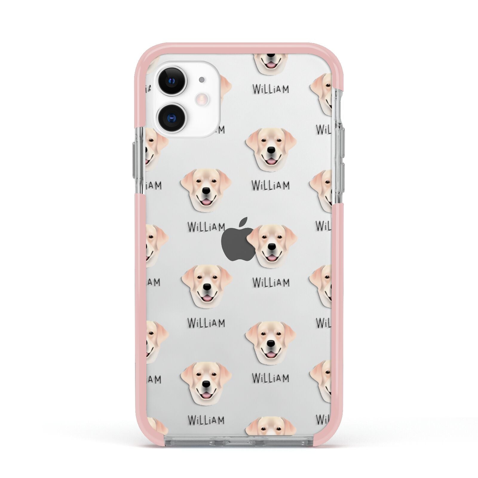 Labrador Retriever Icon with Name Apple iPhone 11 in White with Pink Impact Case