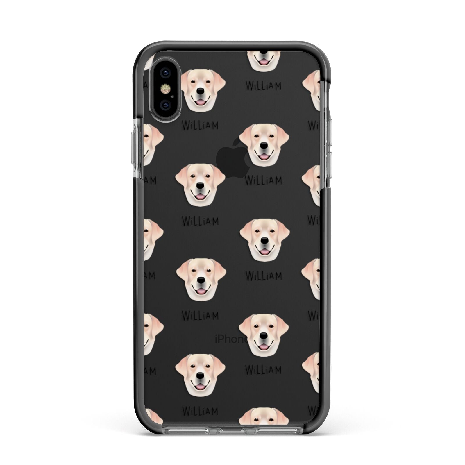 Labrador Retriever Icon with Name Apple iPhone Xs Max Impact Case Black Edge on Black Phone