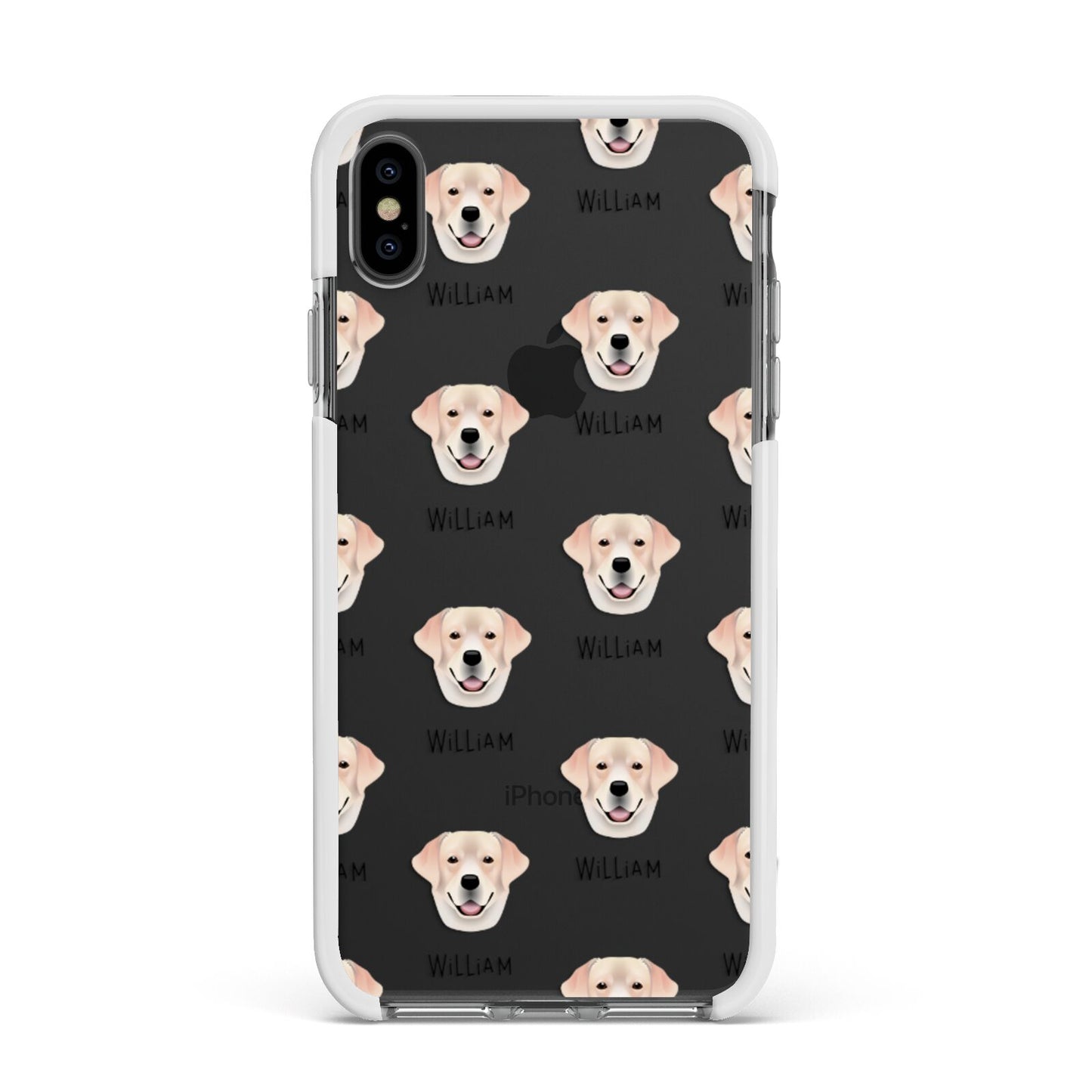 Labrador Retriever Icon with Name Apple iPhone Xs Max Impact Case White Edge on Black Phone