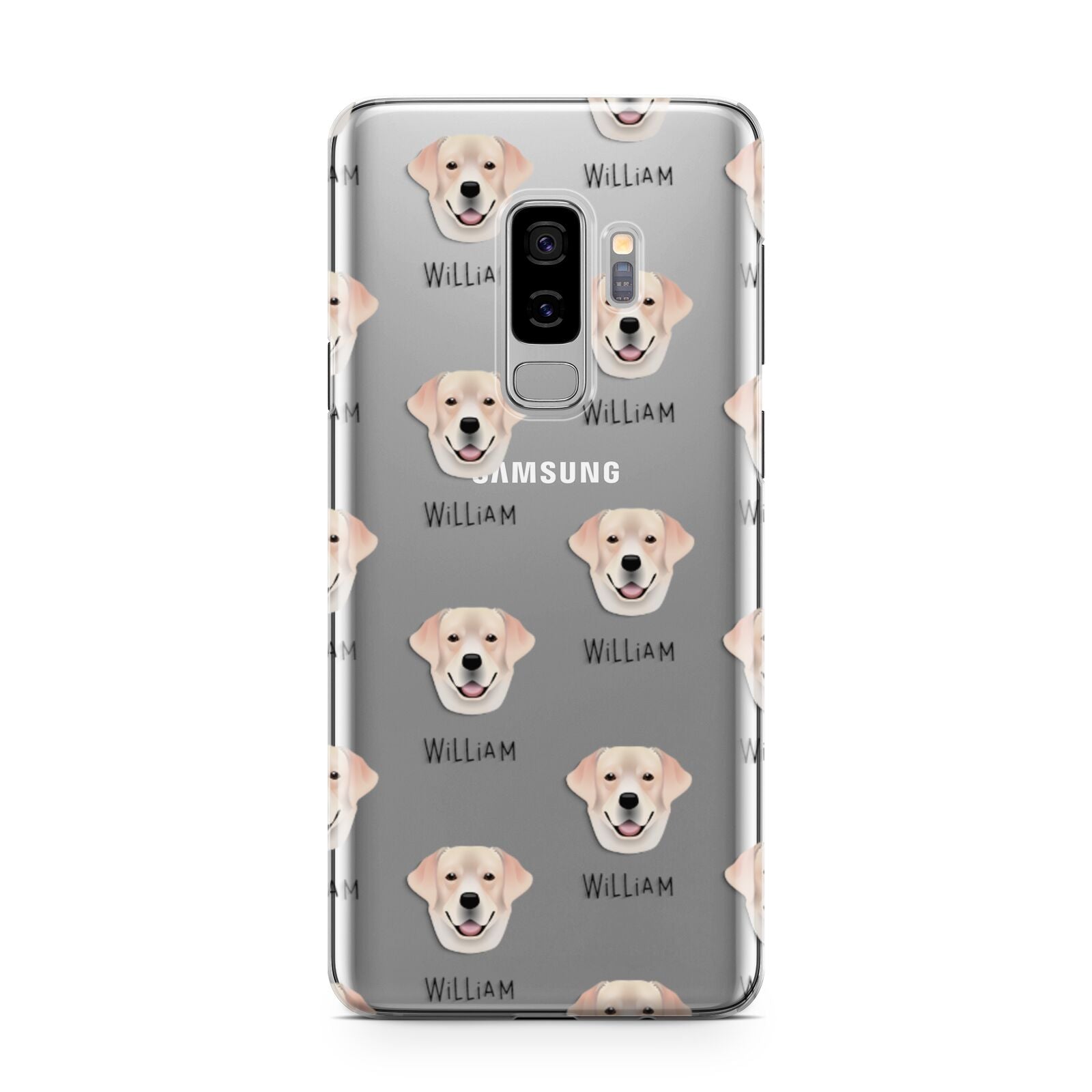 Labrador Retriever Icon with Name Samsung Galaxy S9 Plus Case on Silver phone
