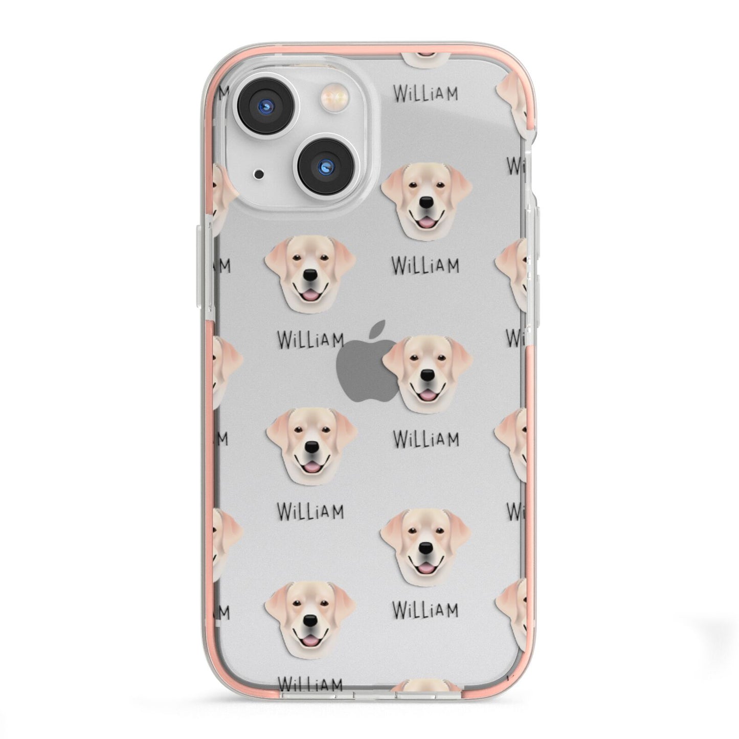 Labrador Retriever Icon with Name iPhone 13 Mini TPU Impact Case with Pink Edges