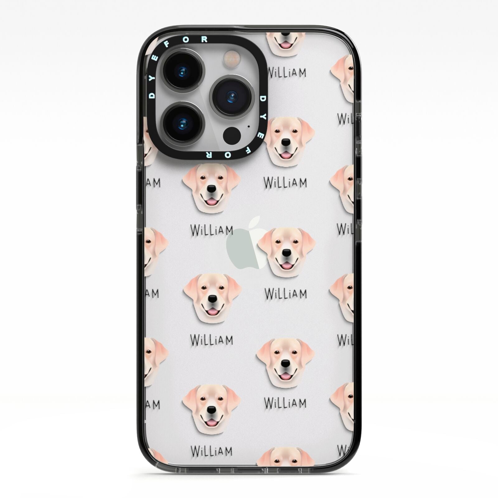 Labrador Retriever Icon with Name iPhone 13 Pro Black Impact Case on Silver phone
