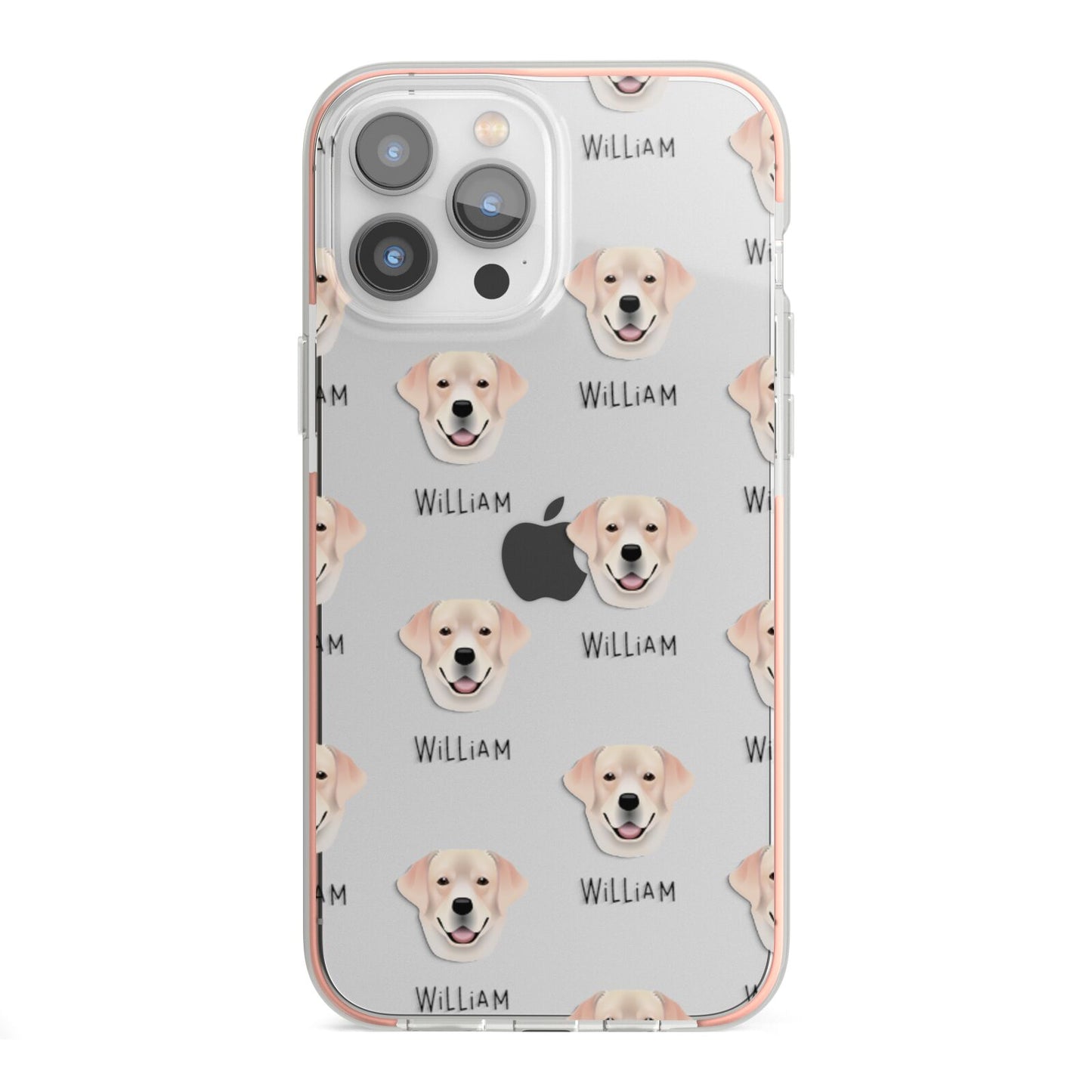 Labrador Retriever Icon with Name iPhone 13 Pro Max TPU Impact Case with Pink Edges