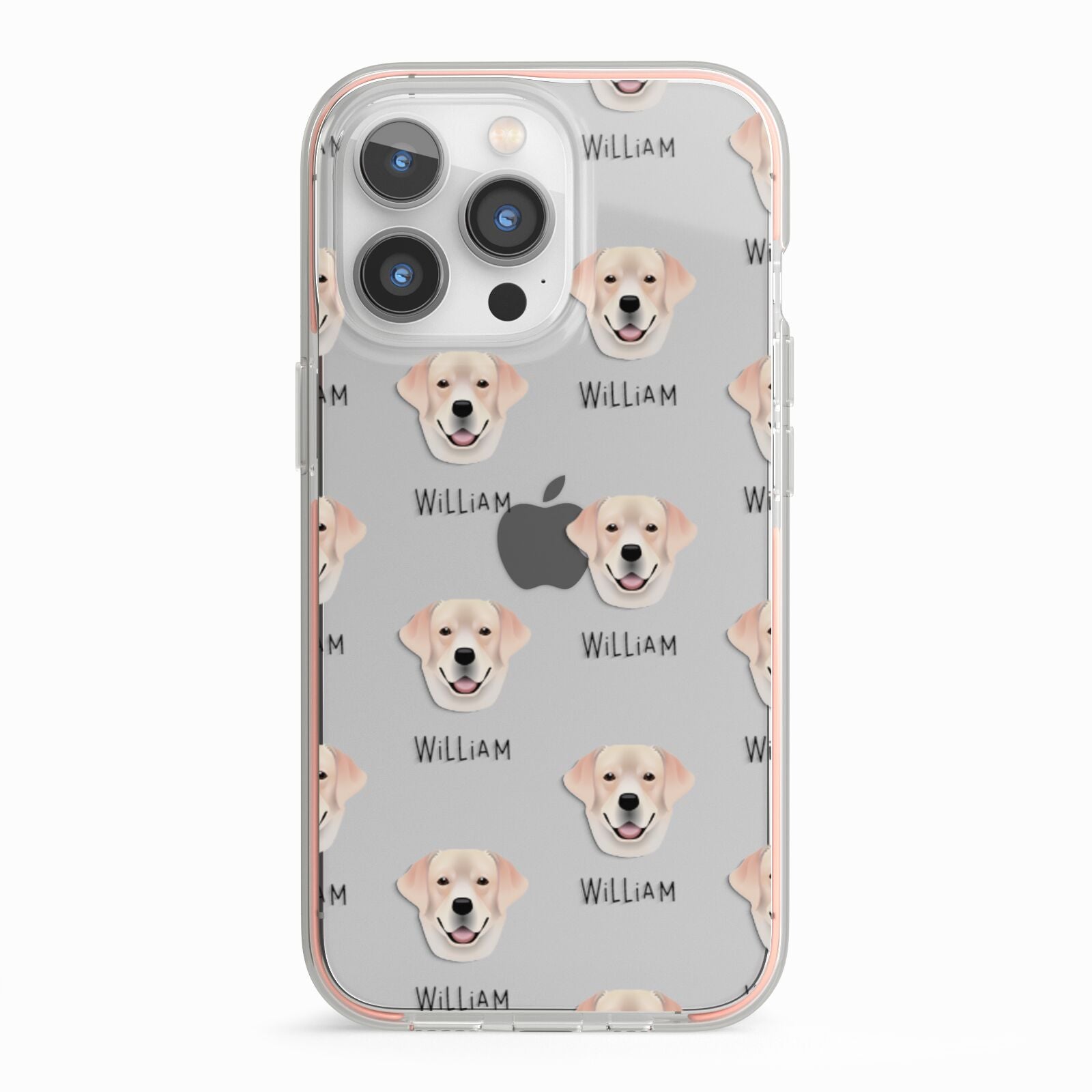 Labrador Retriever Icon with Name iPhone 13 Pro TPU Impact Case with Pink Edges