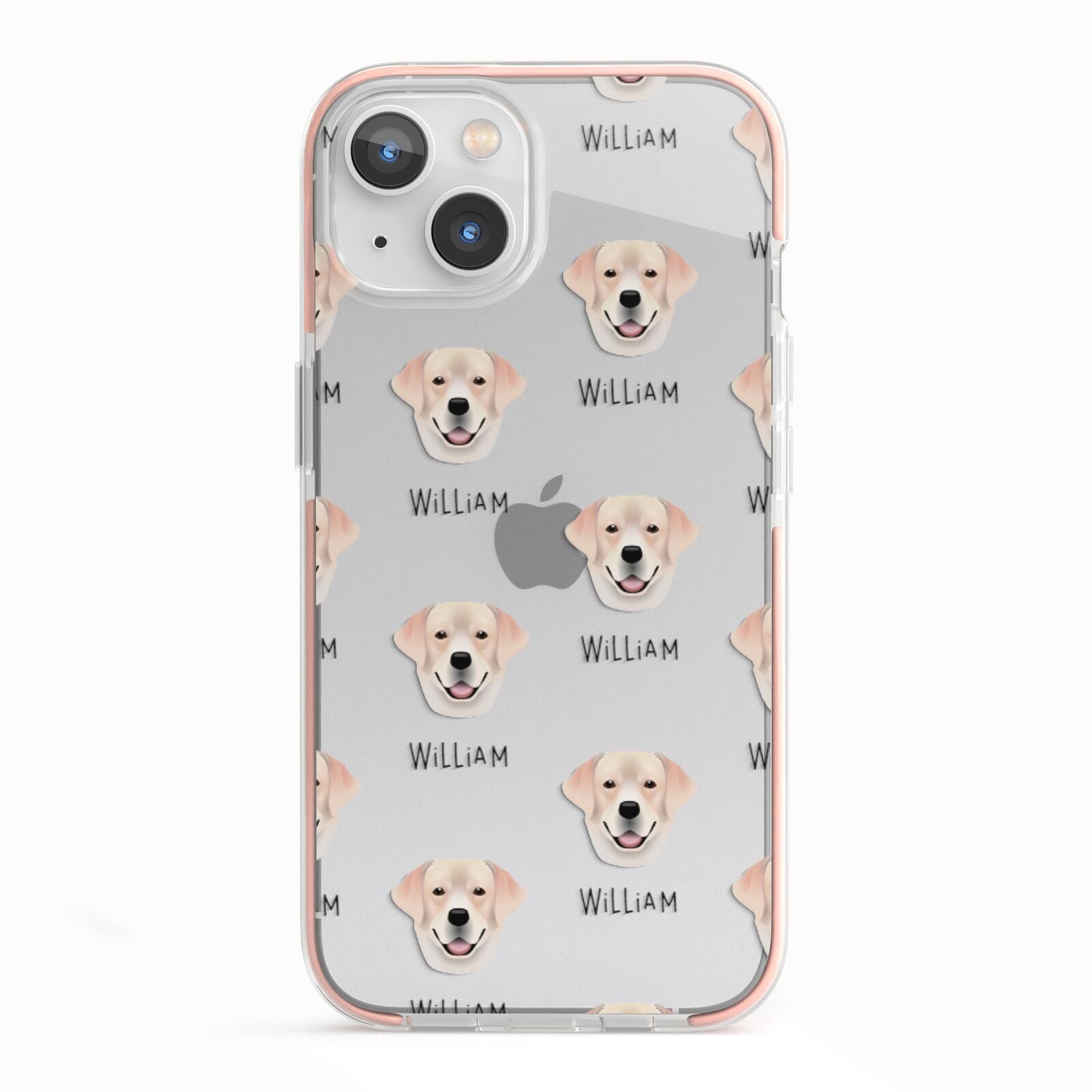 Labrador Retriever Icon with Name iPhone 13 TPU Impact Case with Pink Edges