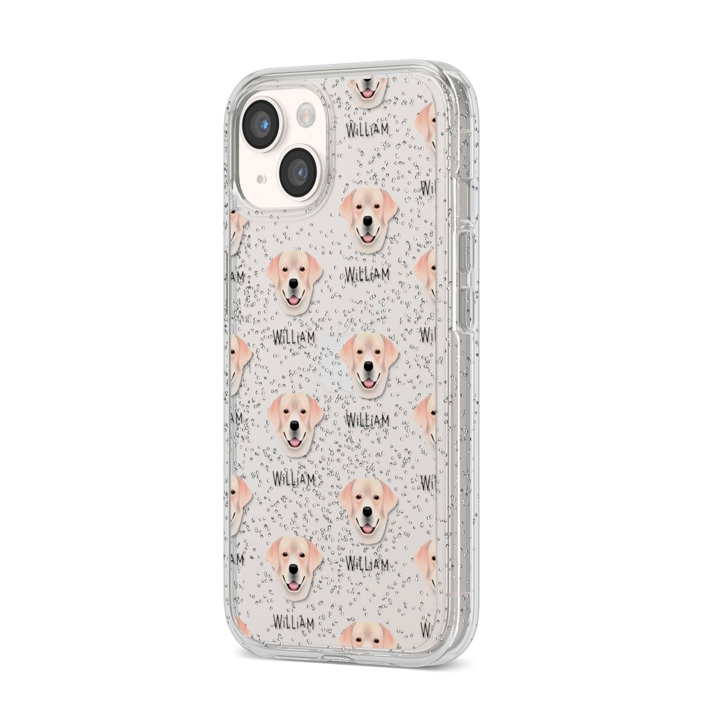 Labrador Retriever Icon with Name iPhone 14 Glitter Tough Case Starlight Angled Image