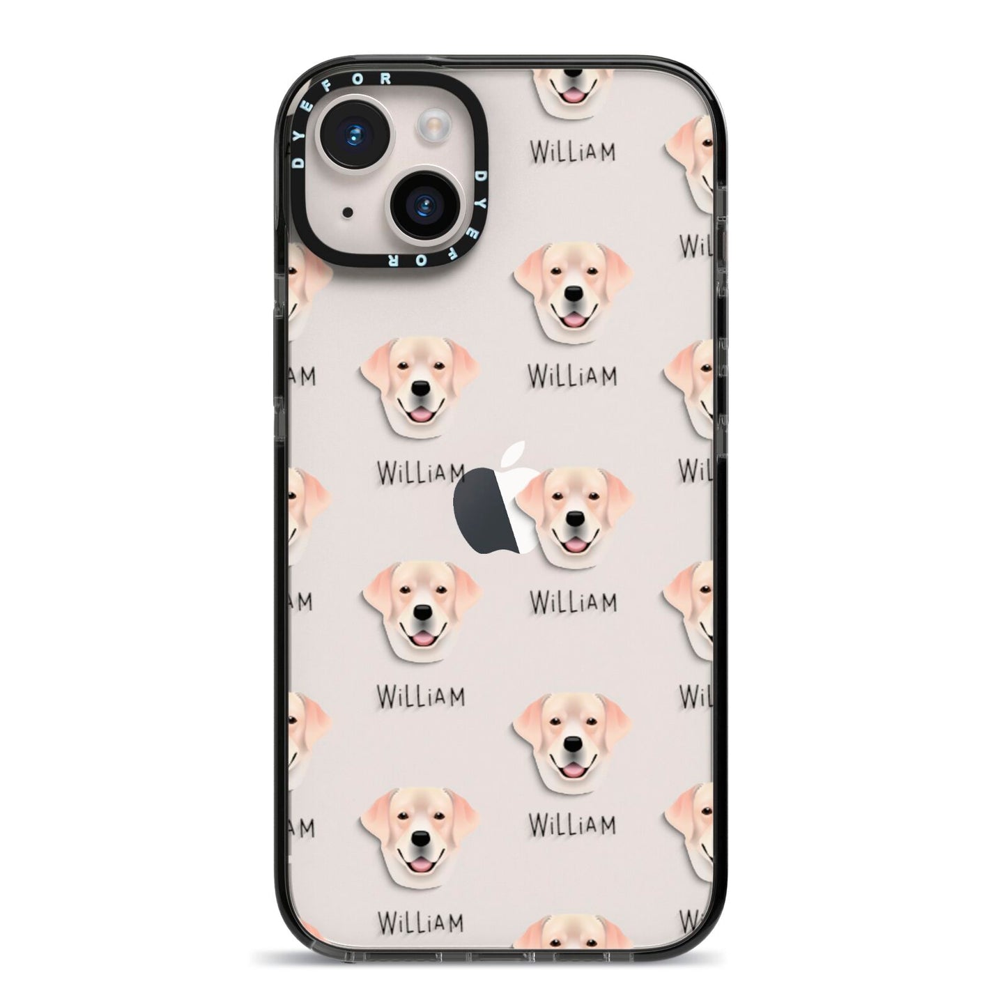 Labrador Retriever Icon with Name iPhone 14 Plus Black Impact Case on Silver phone