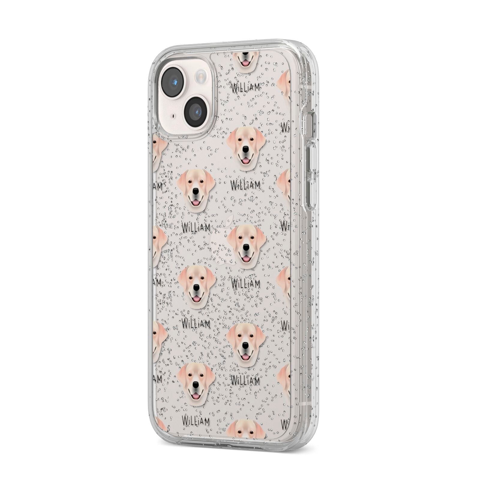 Labrador Retriever Icon with Name iPhone 14 Plus Glitter Tough Case Starlight Angled Image