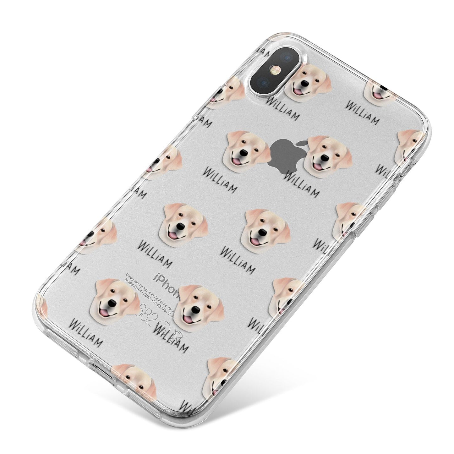 Labrador Retriever Icon with Name iPhone X Bumper Case on Silver iPhone