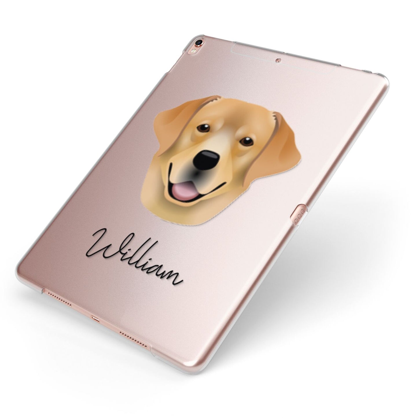 Labrador Retriever Personalised Apple iPad Case on Rose Gold iPad Side View