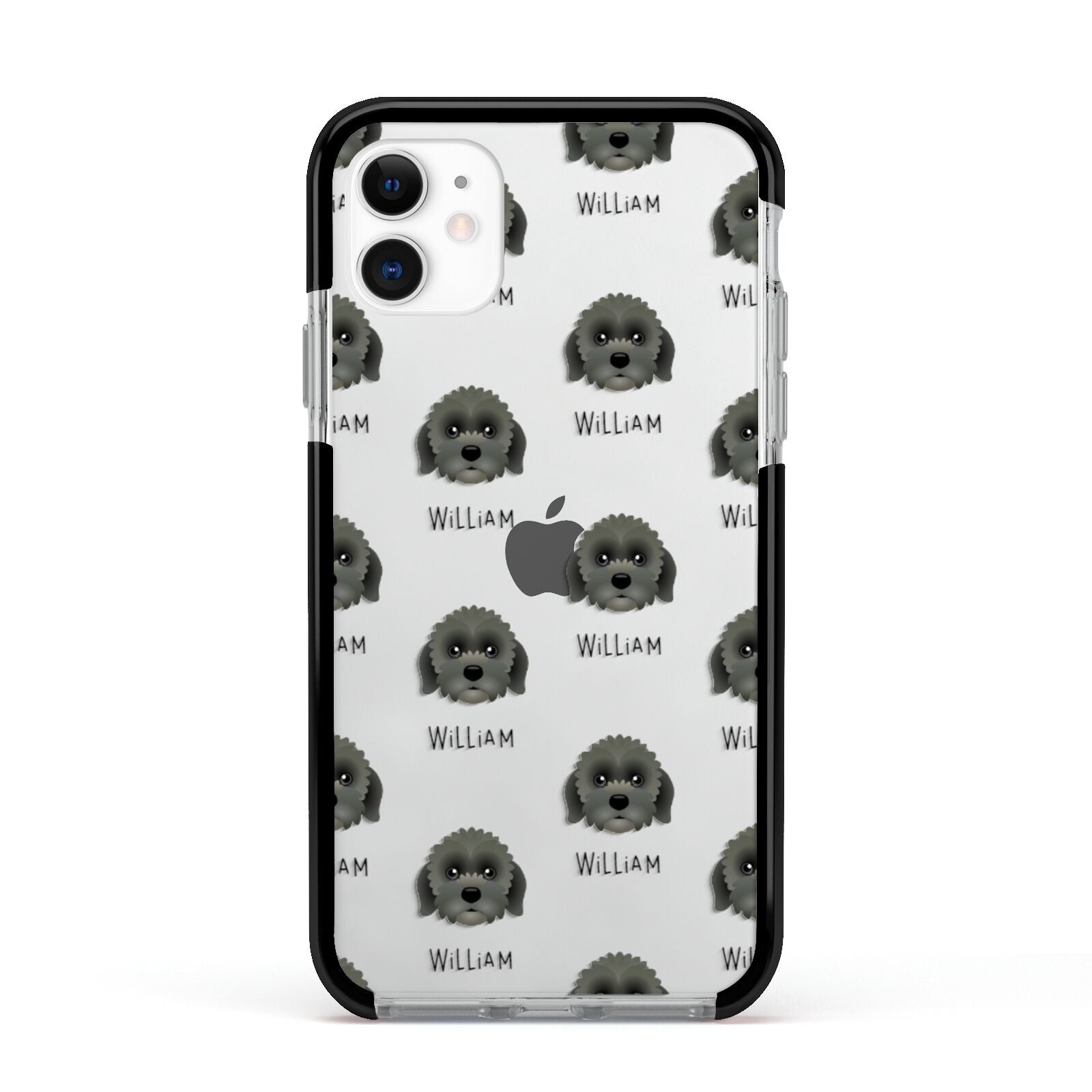 Lachon Icon with Name Apple iPhone 11 in White with Black Impact Case