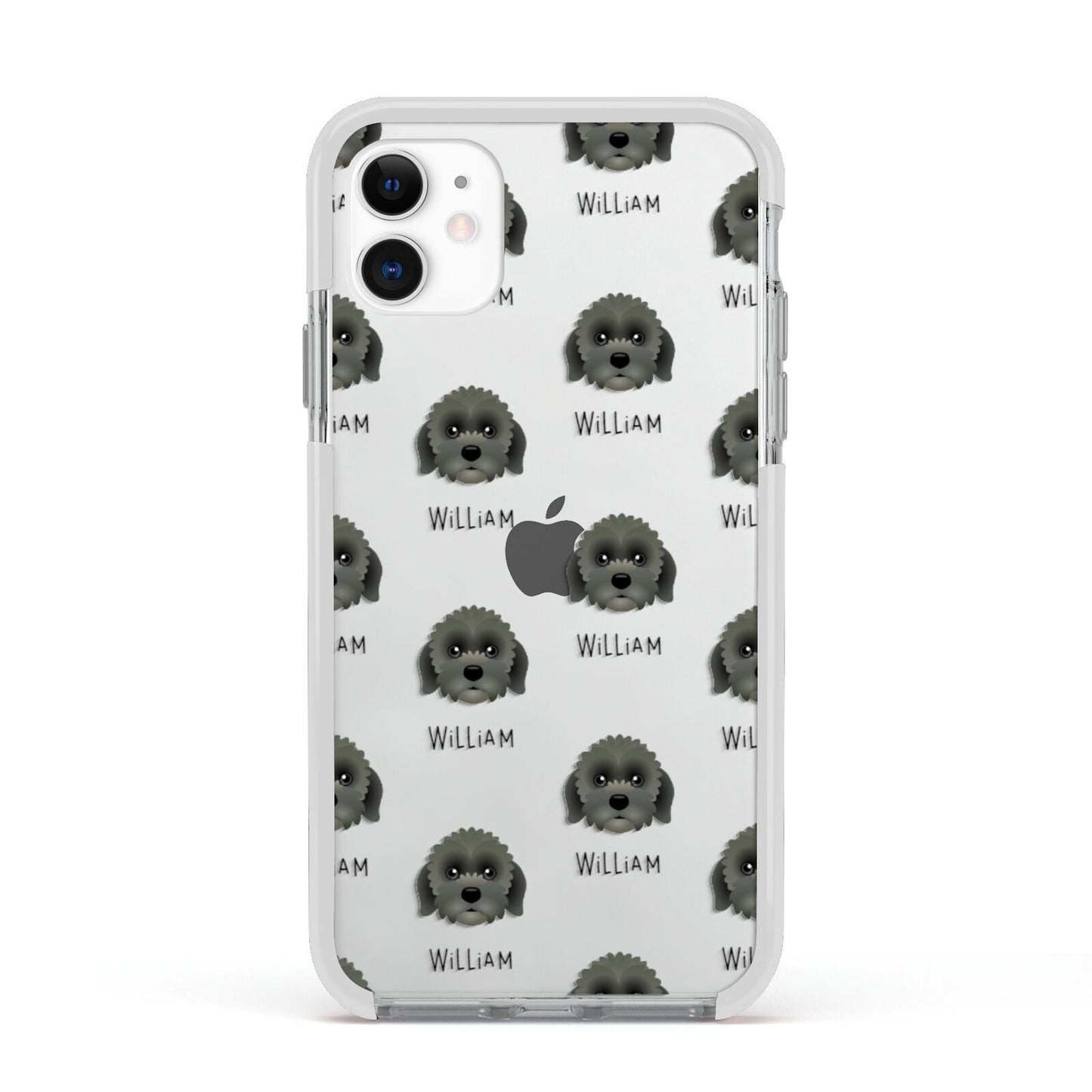Lachon Icon with Name Apple iPhone 11 in White with White Impact Case