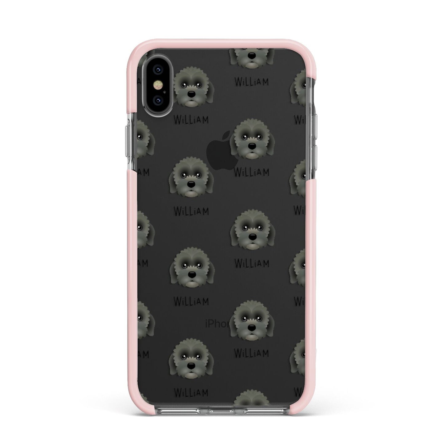 Lachon Icon with Name Apple iPhone Xs Max Impact Case Pink Edge on Black Phone