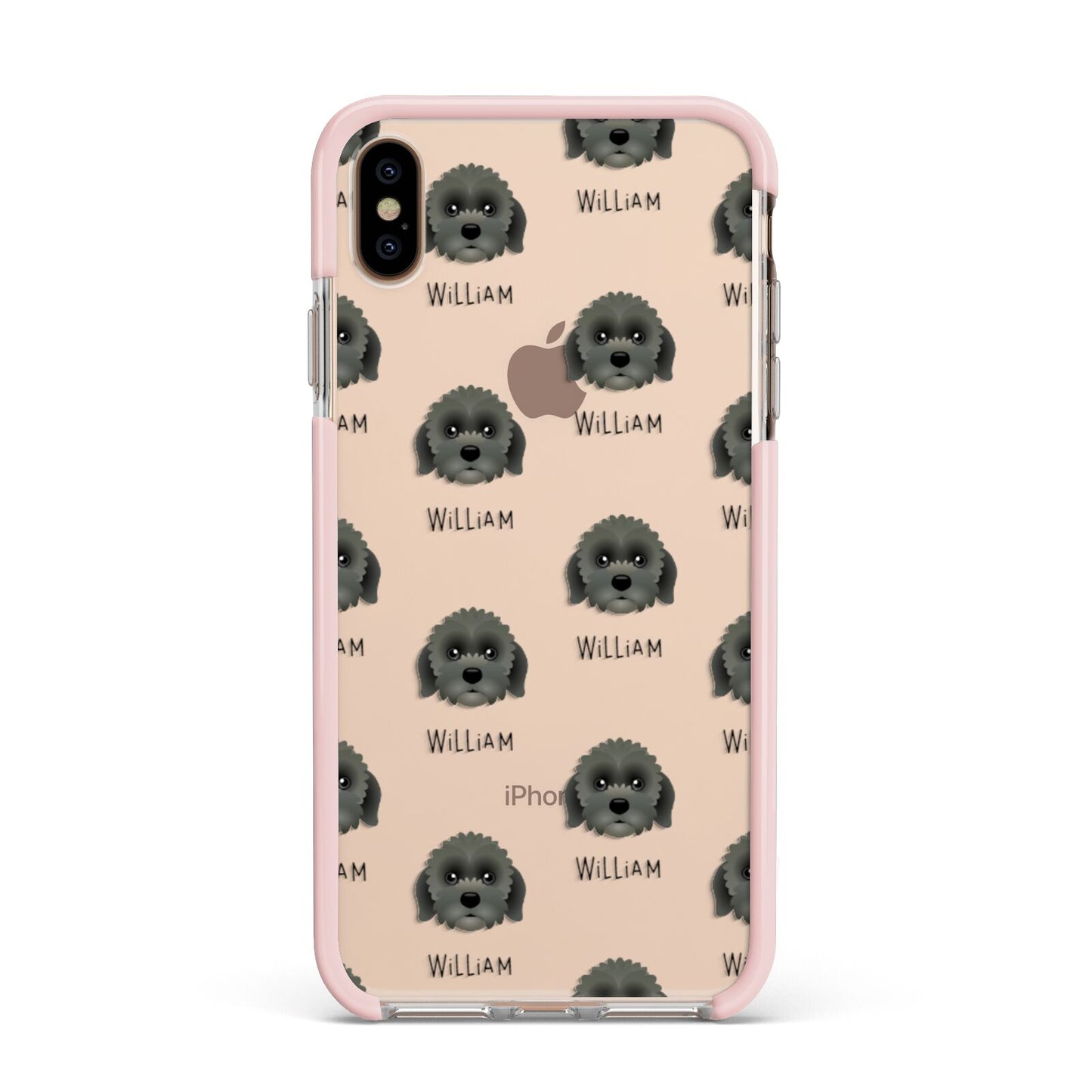 Lachon Icon with Name Apple iPhone Xs Max Impact Case Pink Edge on Gold Phone