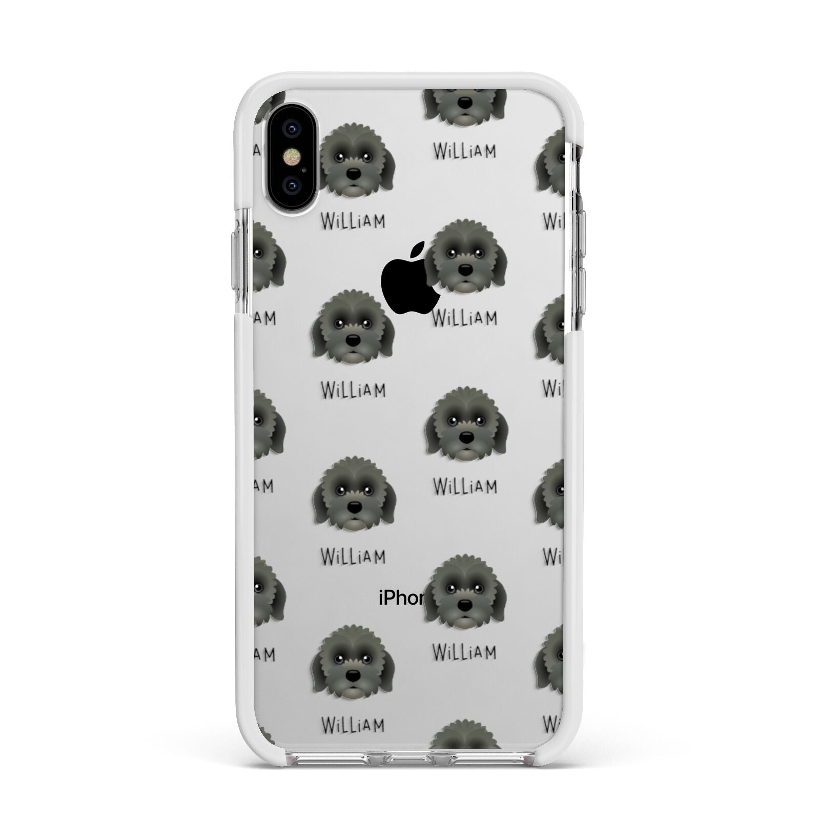 Lachon Icon with Name Apple iPhone Xs Max Impact Case White Edge on Silver Phone