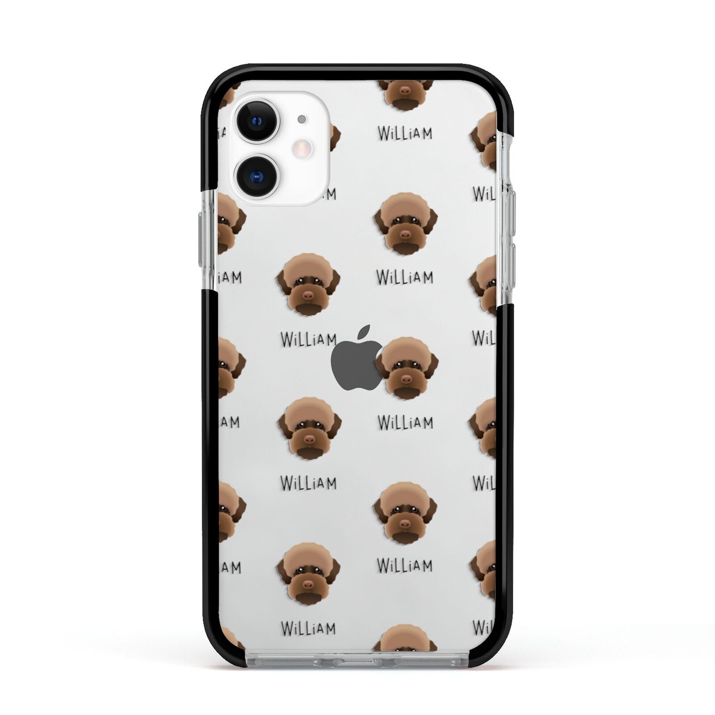 Lagotto Romagnolo Icon with Name Apple iPhone 11 in White with Black Impact Case