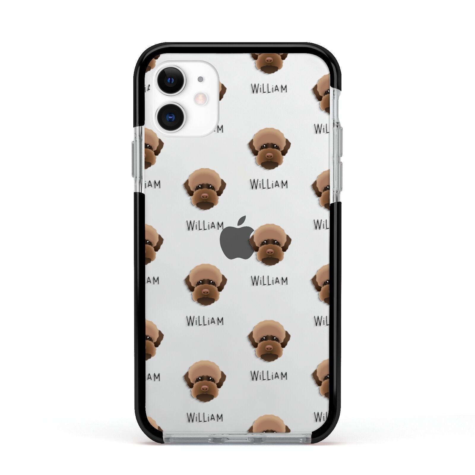 Lagotto Romagnolo Icon with Name Apple iPhone 11 in White with Black Impact Case