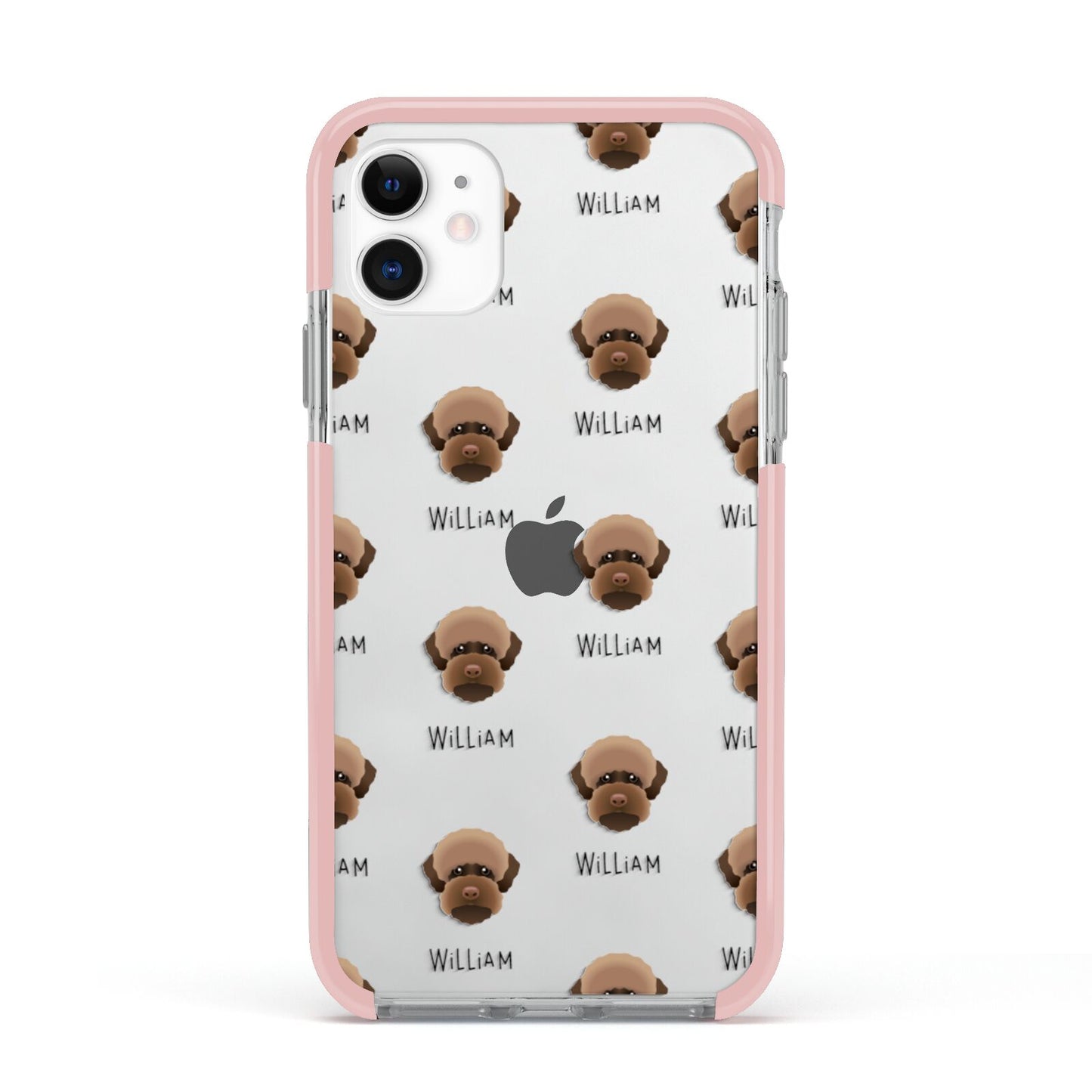 Lagotto Romagnolo Icon with Name Apple iPhone 11 in White with Pink Impact Case