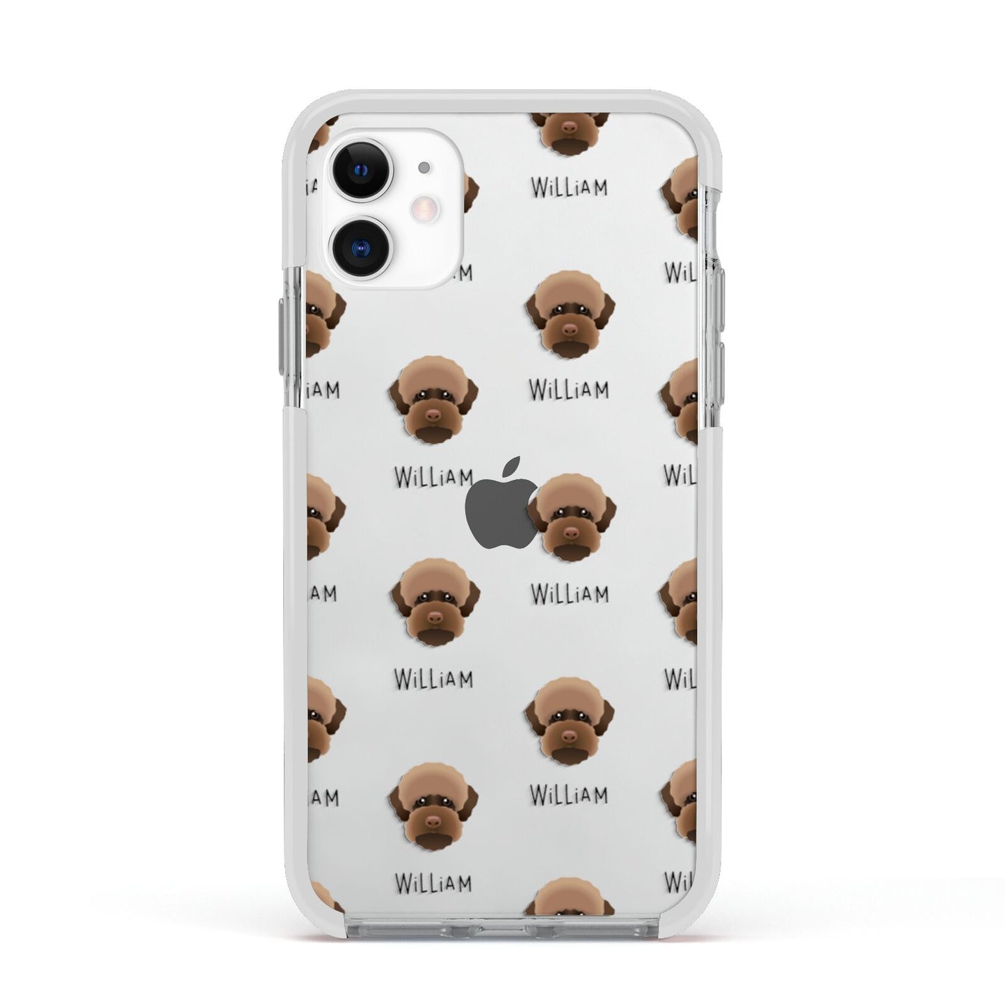 Lagotto Romagnolo Icon with Name Apple iPhone 11 in White with White Impact Case
