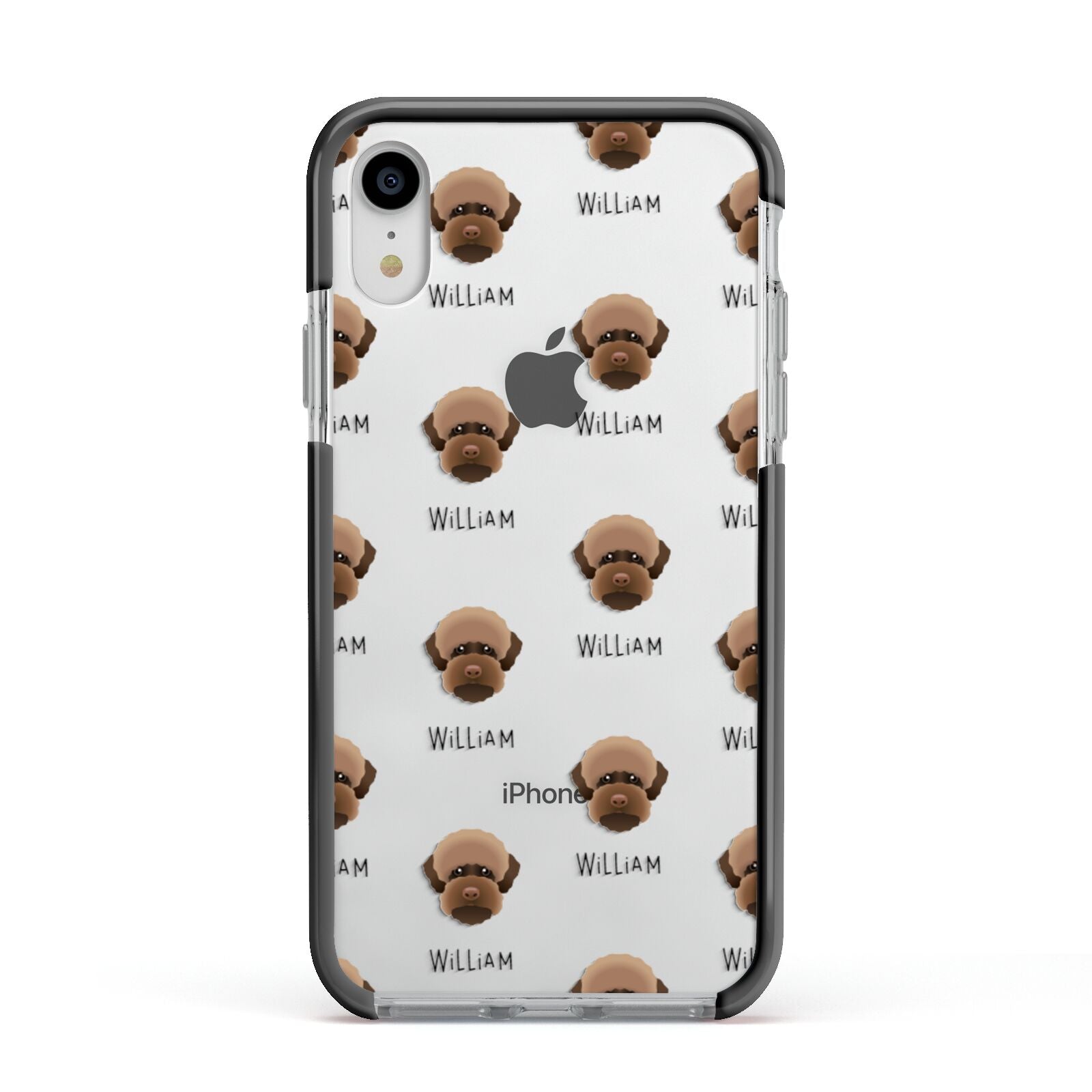 Lagotto Romagnolo Icon with Name Apple iPhone XR Impact Case Black Edge on Silver Phone