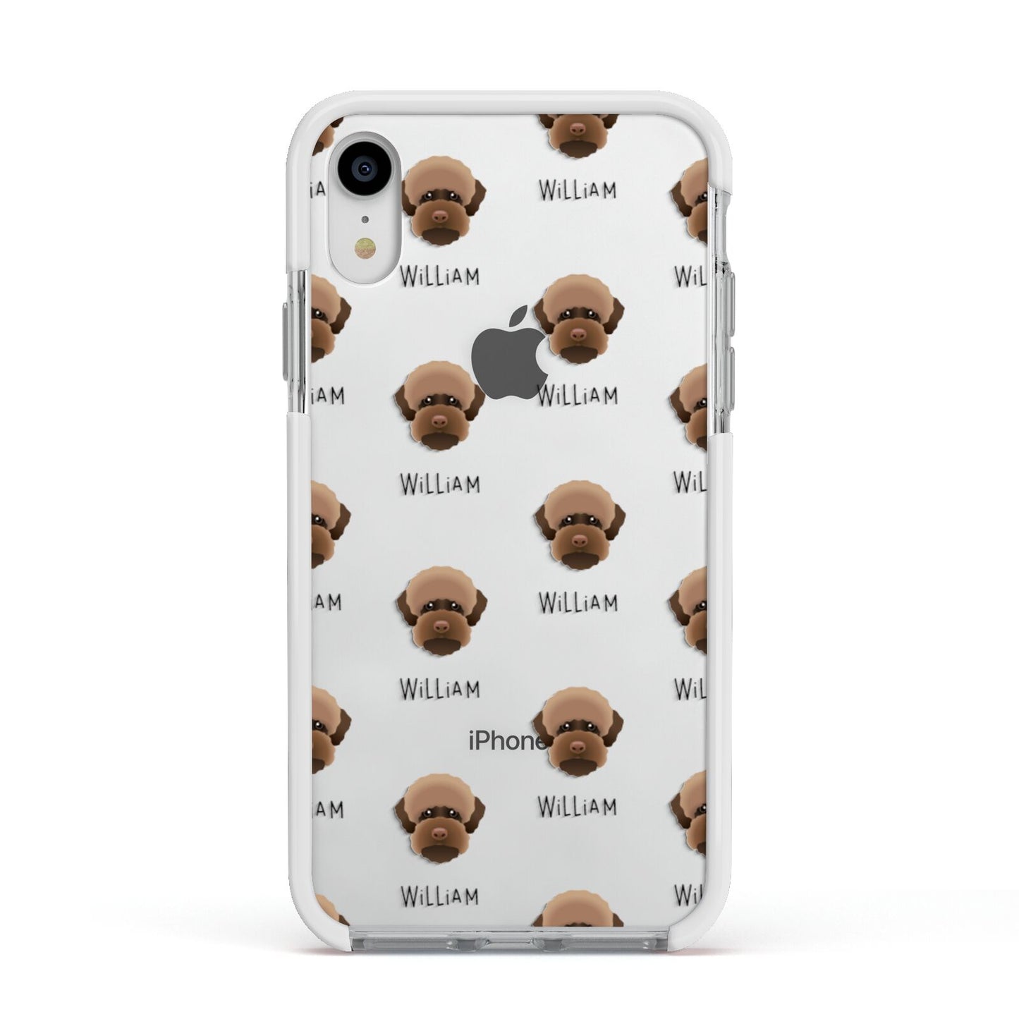 Lagotto Romagnolo Icon with Name Apple iPhone XR Impact Case White Edge on Silver Phone