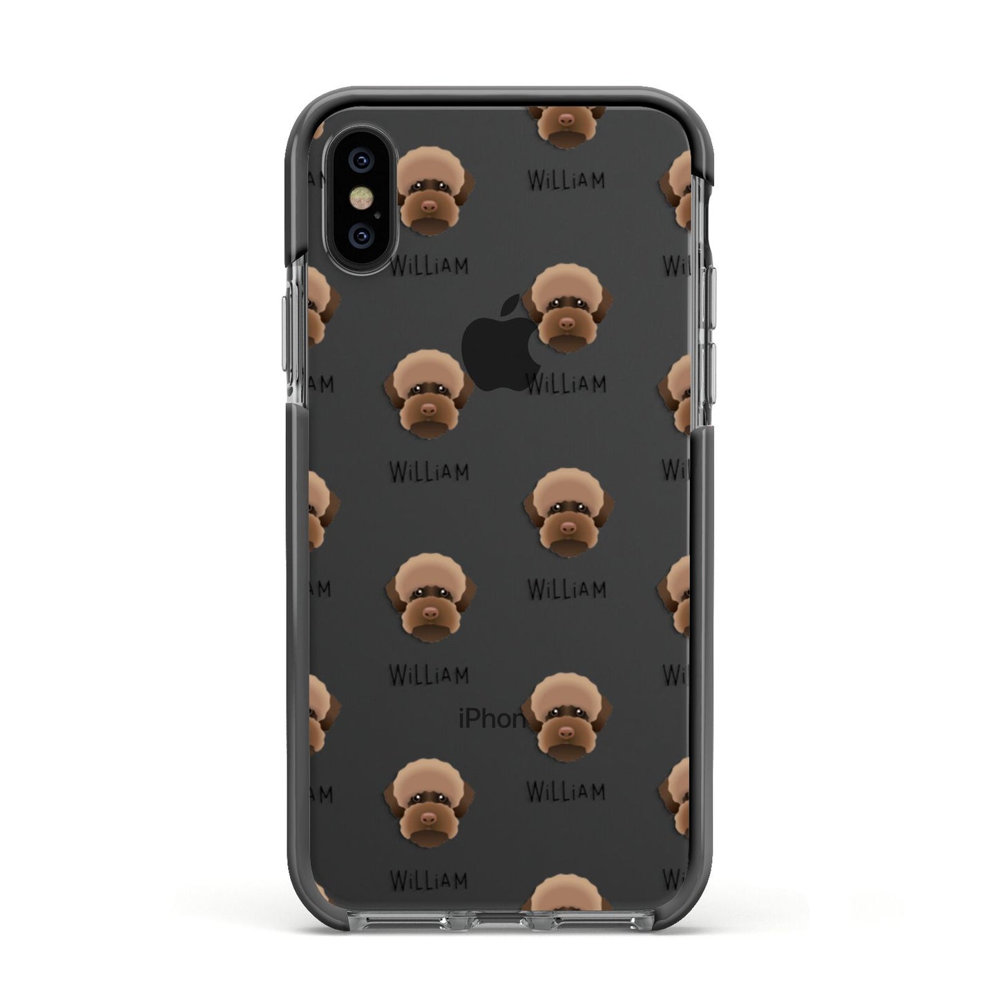 Lagotto Romagnolo Icon with Name Apple iPhone Xs Impact Case Black Edge on Black Phone