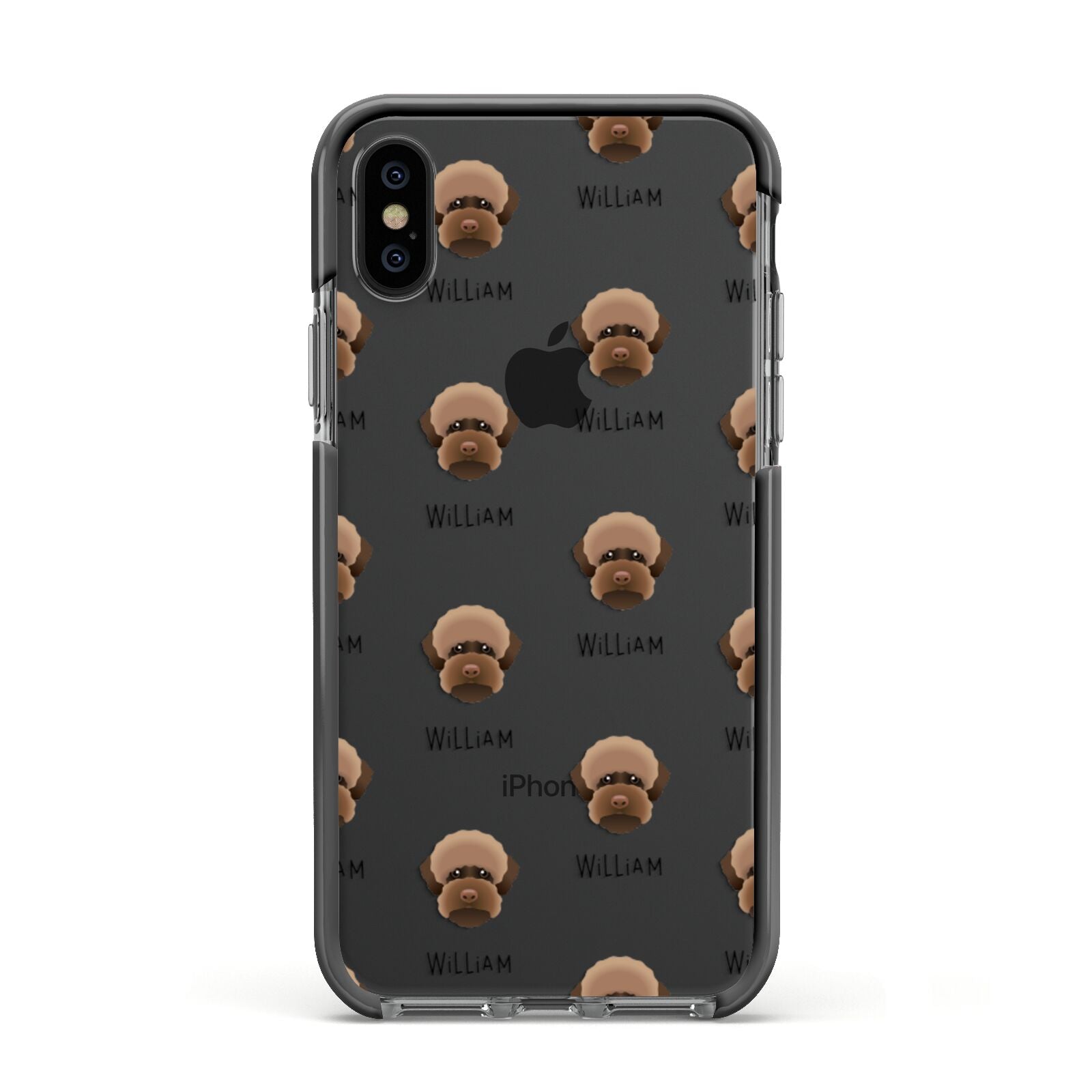 Lagotto Romagnolo Icon with Name Apple iPhone Xs Impact Case Black Edge on Black Phone