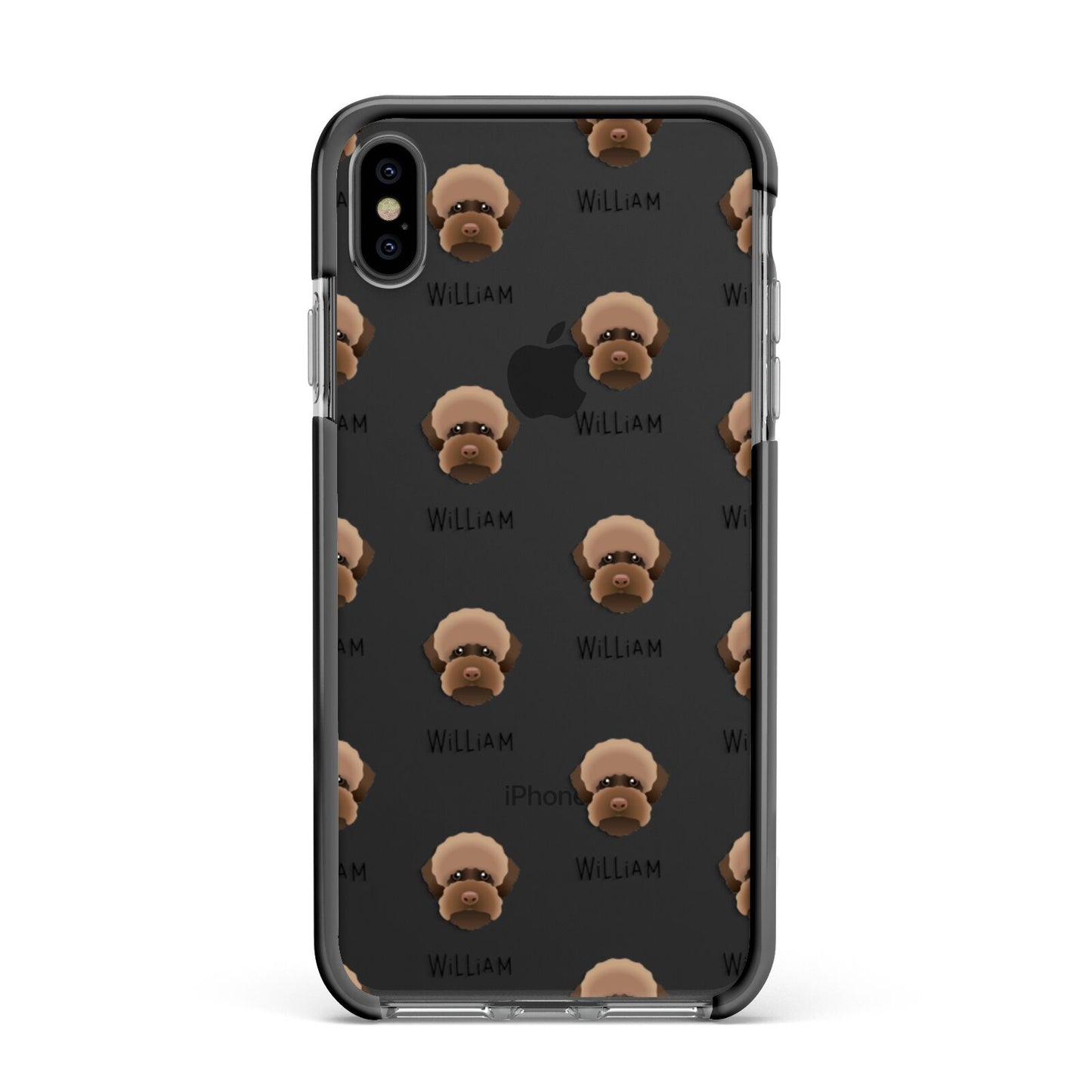 Lagotto Romagnolo Icon with Name Apple iPhone Xs Max Impact Case Black Edge on Black Phone