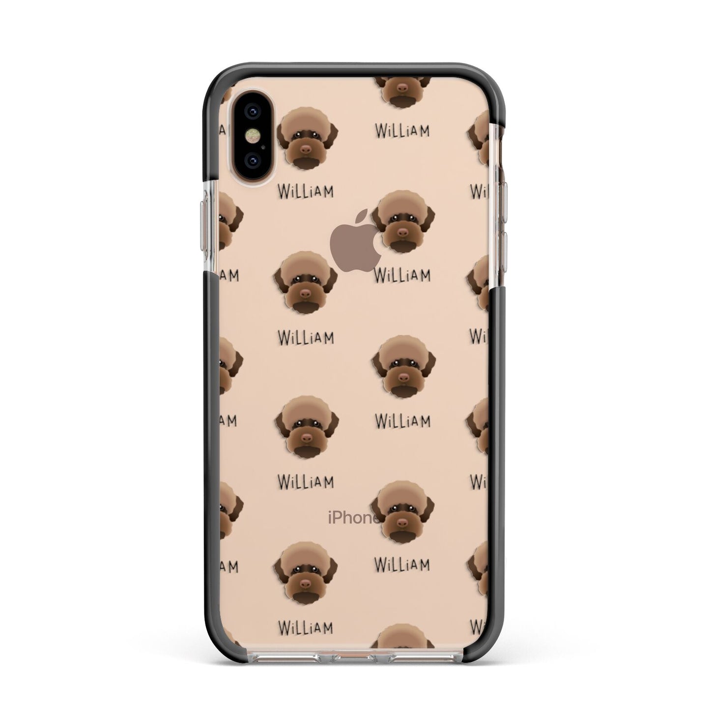 Lagotto Romagnolo Icon with Name Apple iPhone Xs Max Impact Case Black Edge on Gold Phone