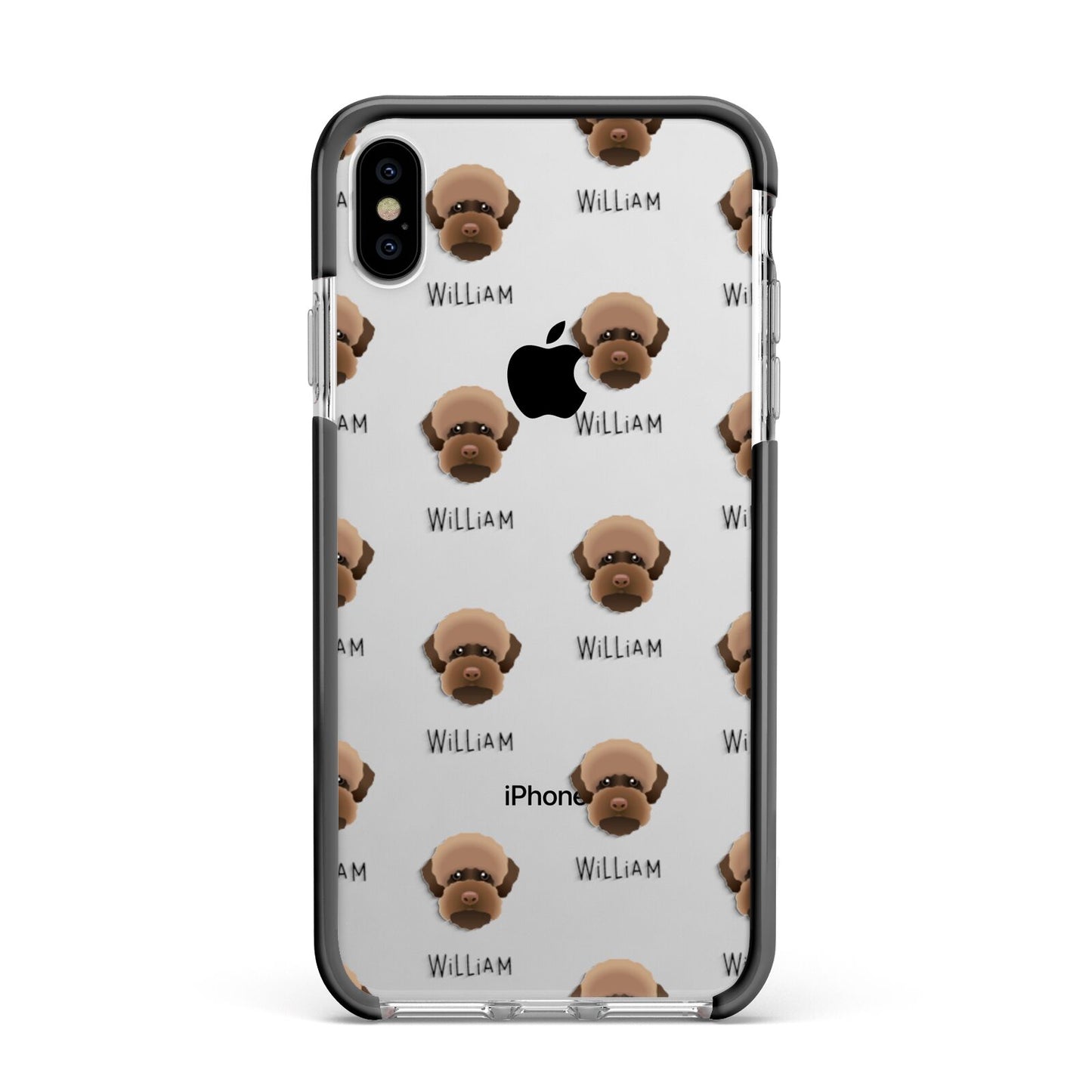 Lagotto Romagnolo Icon with Name Apple iPhone Xs Max Impact Case Black Edge on Silver Phone