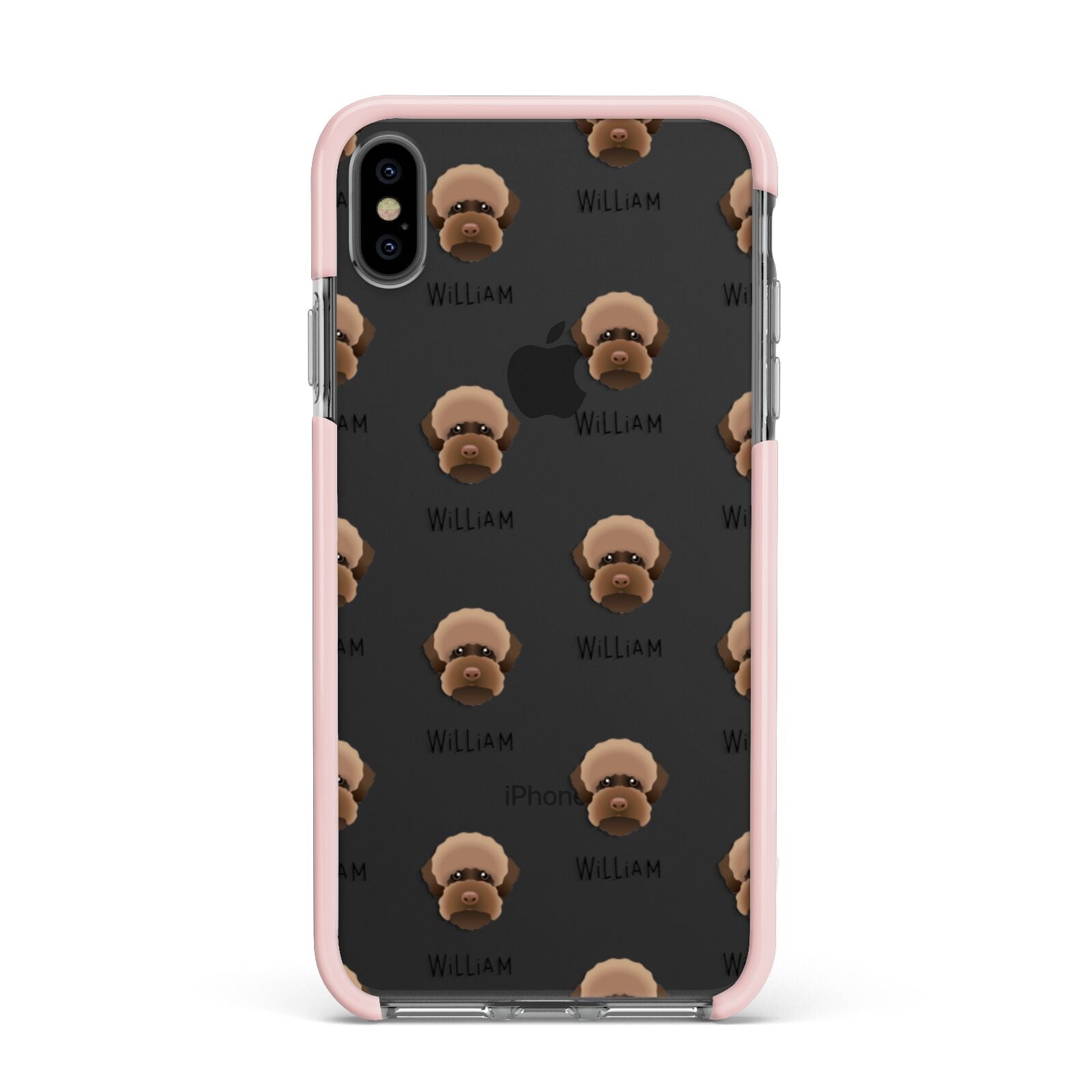 Lagotto Romagnolo Icon with Name Apple iPhone Xs Max Impact Case Pink Edge on Black Phone