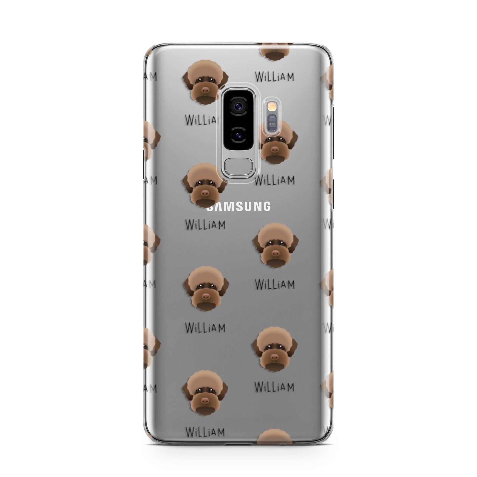 Lagotto Romagnolo Icon with Name Samsung Galaxy S9 Plus Case on Silver phone