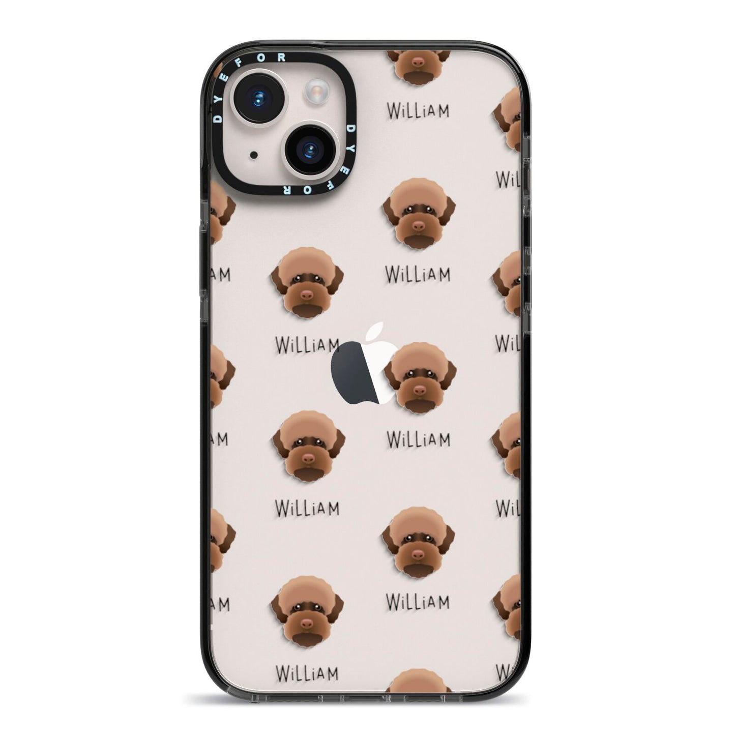 Lagotto Romagnolo Icon with Name iPhone 14 Plus Black Impact Case on Silver phone
