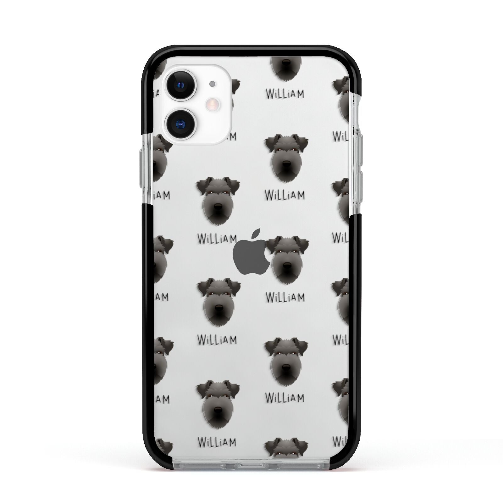 Lakeland Terrier Icon with Name Apple iPhone 11 in White with Black Impact Case