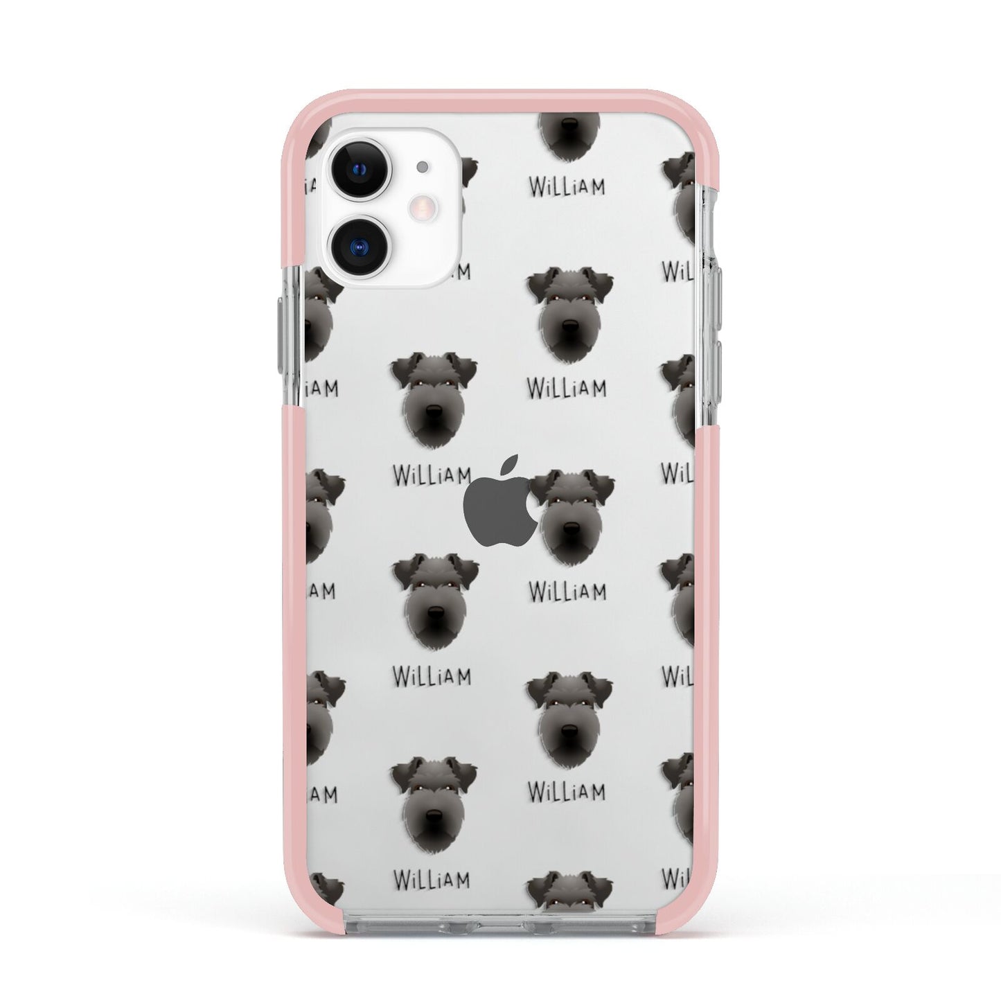 Lakeland Terrier Icon with Name Apple iPhone 11 in White with Pink Impact Case