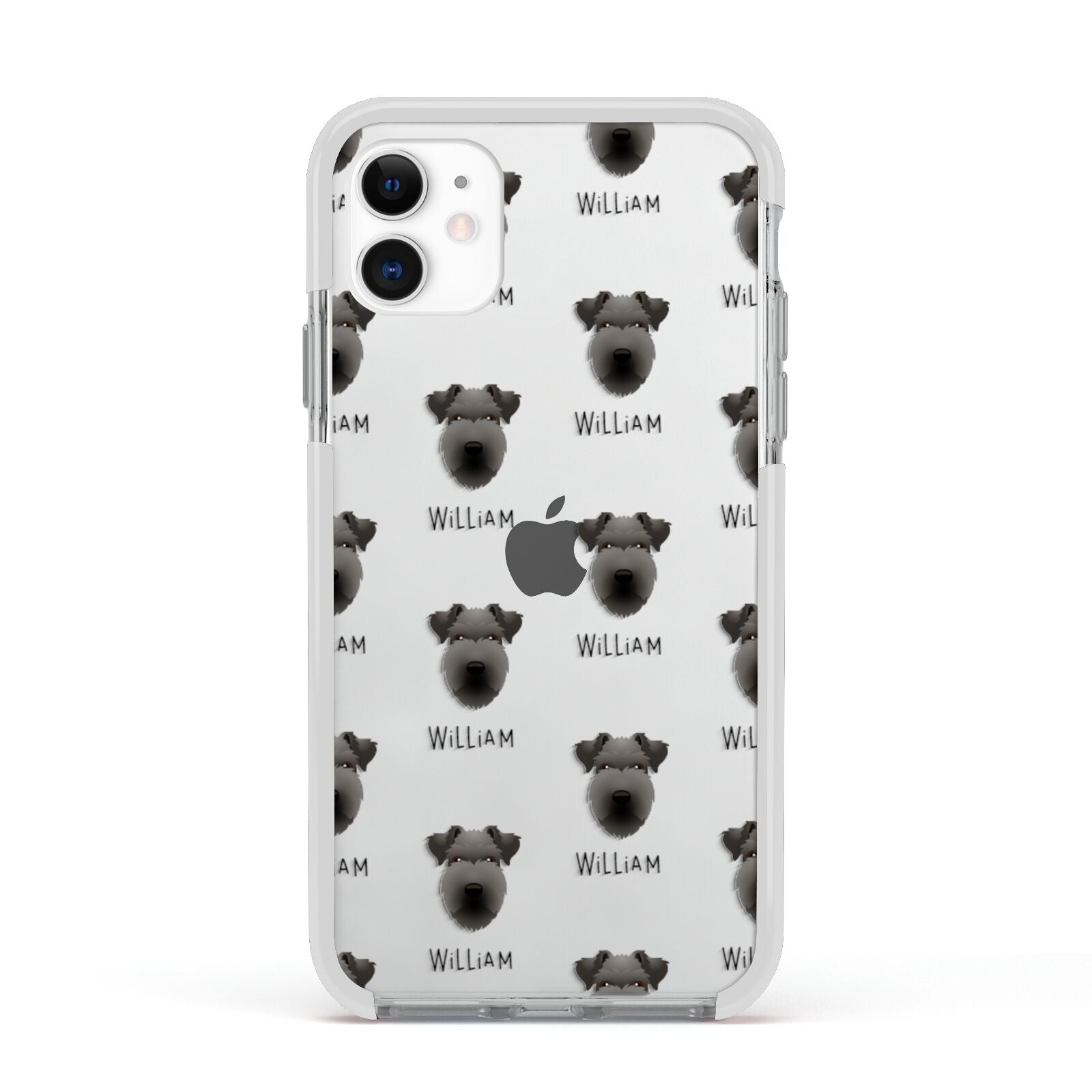 Lakeland Terrier Icon with Name Apple iPhone 11 in White with White Impact Case