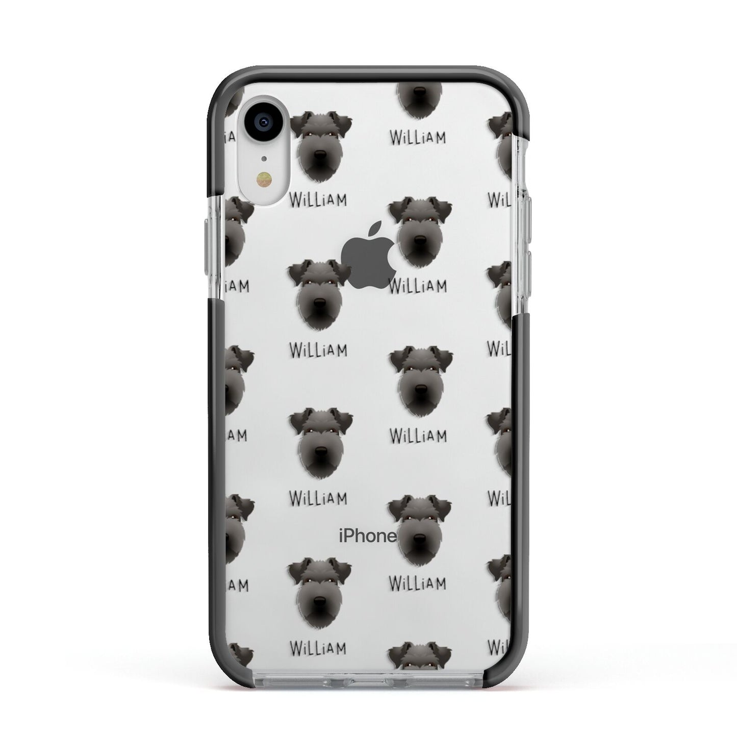 Lakeland Terrier Icon with Name Apple iPhone XR Impact Case Black Edge on Silver Phone