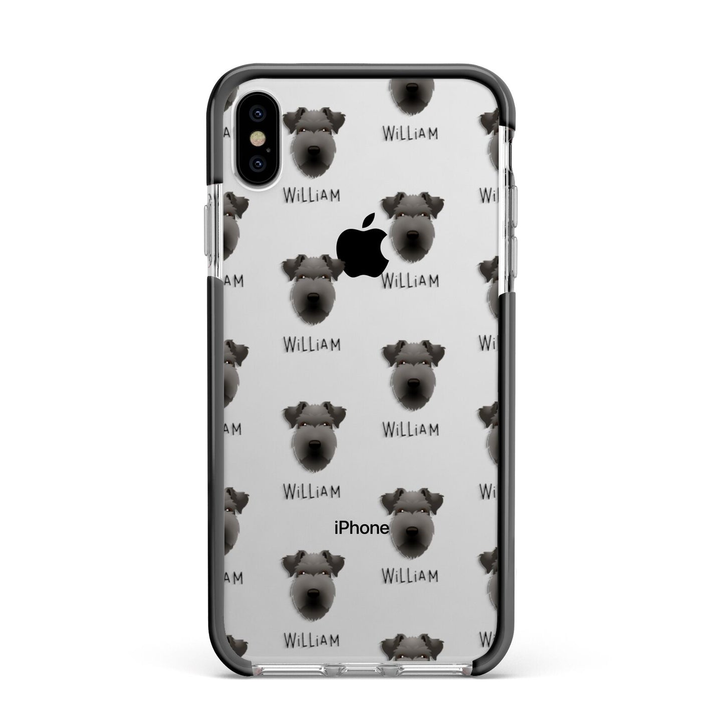 Lakeland Terrier Icon with Name Apple iPhone Xs Max Impact Case Black Edge on Silver Phone