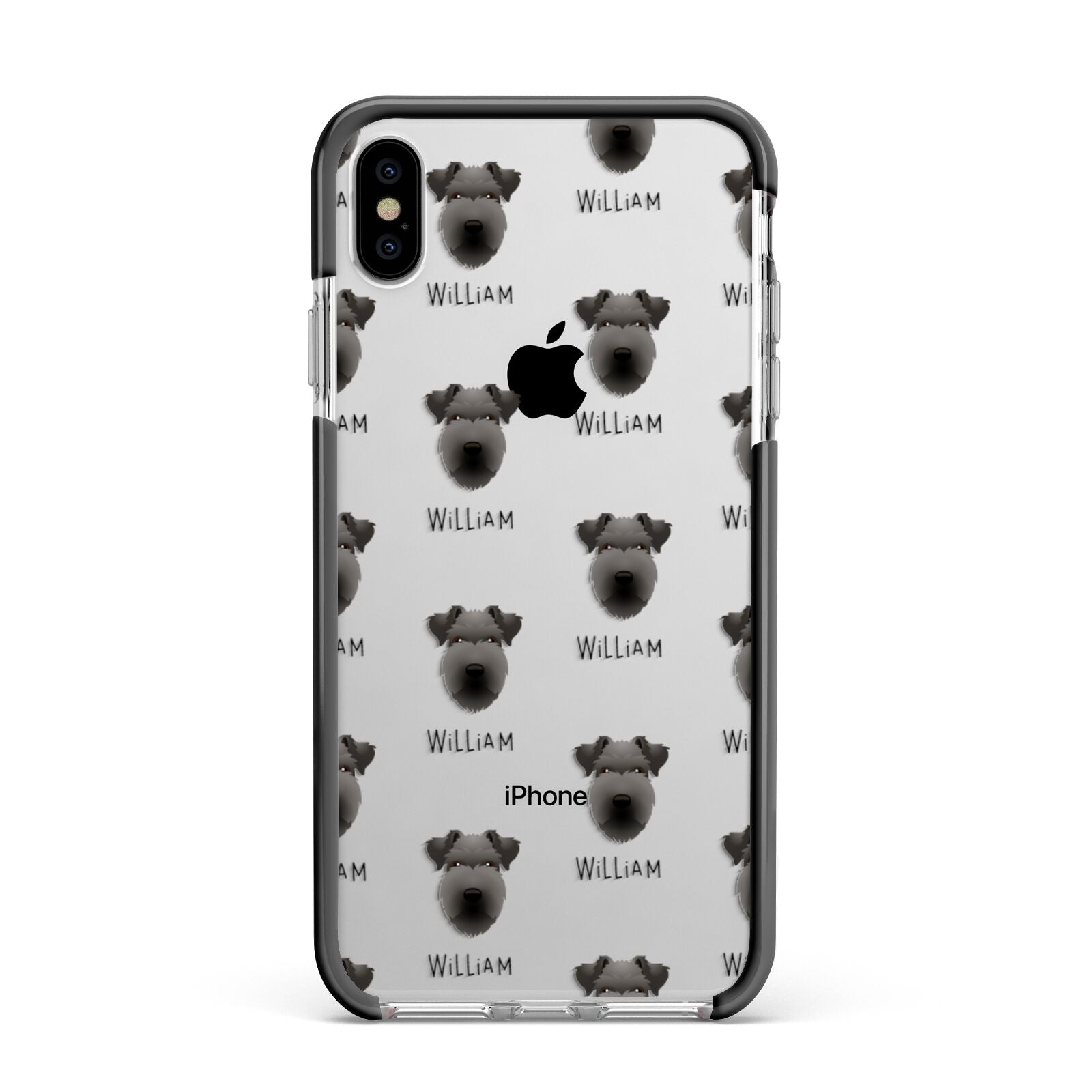Lakeland Terrier Icon with Name Apple iPhone Xs Max Impact Case Black Edge on Silver Phone