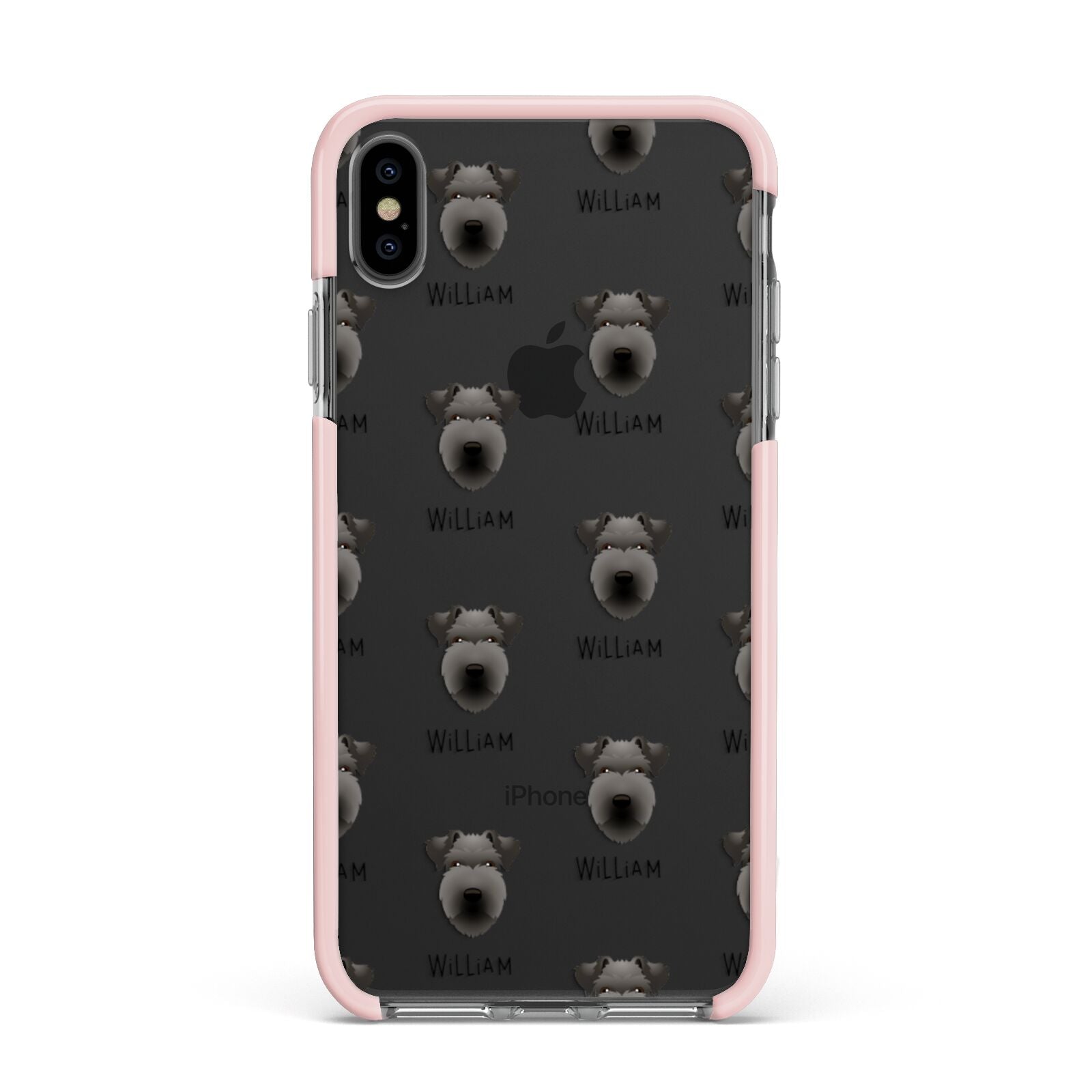 Lakeland Terrier Icon with Name Apple iPhone Xs Max Impact Case Pink Edge on Black Phone