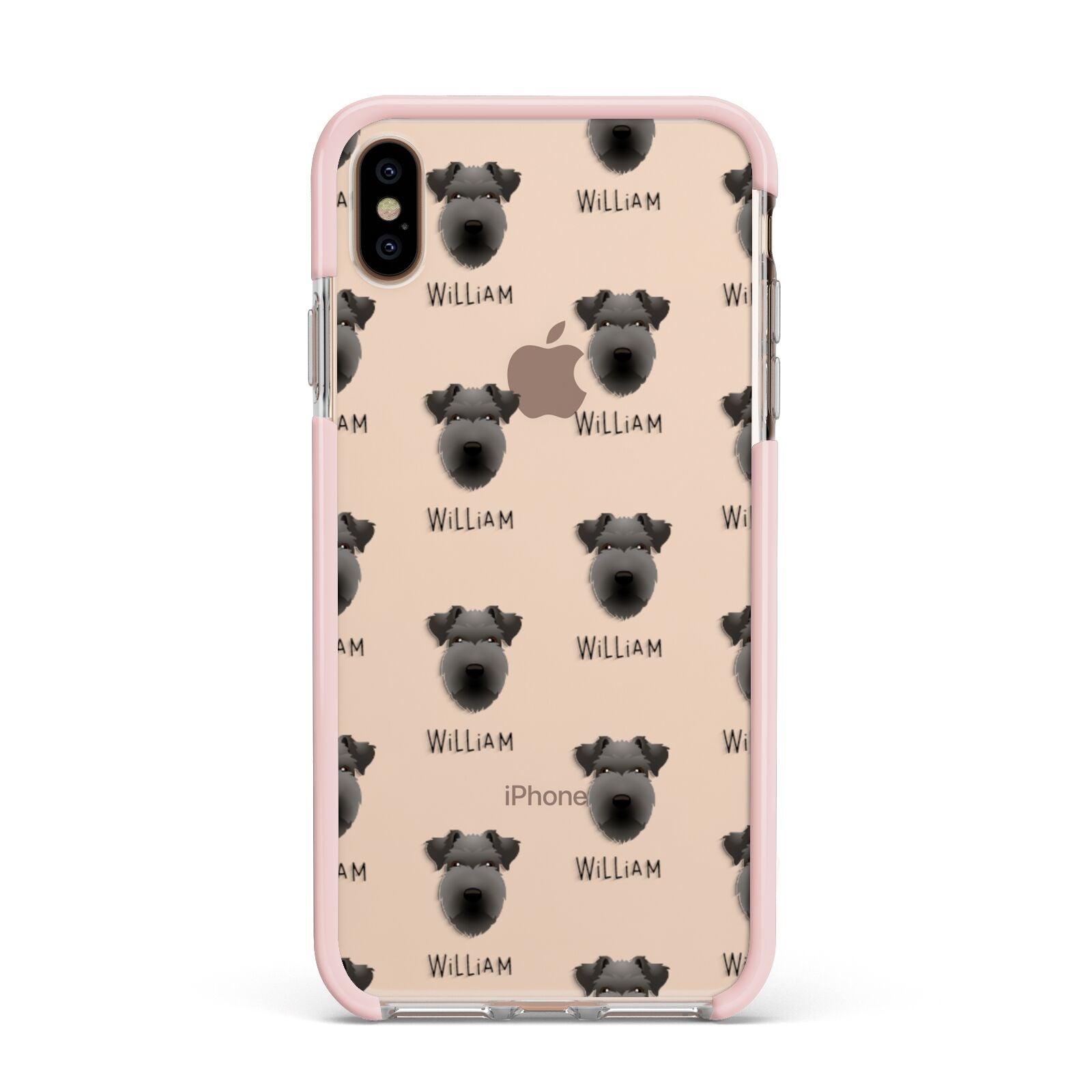 Lakeland Terrier Icon with Name Apple iPhone Xs Max Impact Case Pink Edge on Gold Phone