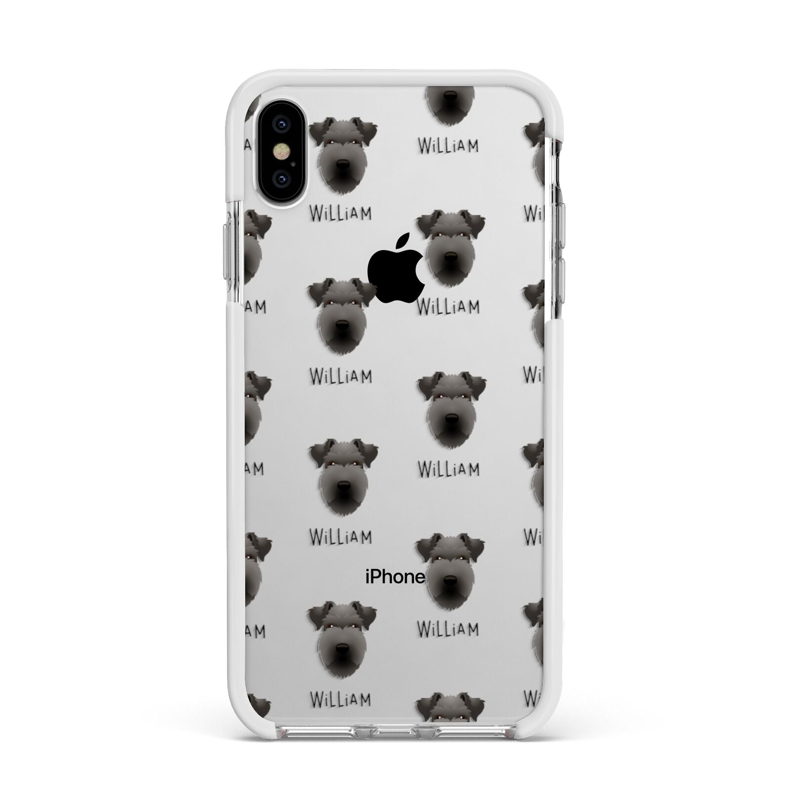 Lakeland Terrier Icon with Name Apple iPhone Xs Max Impact Case White Edge on Silver Phone