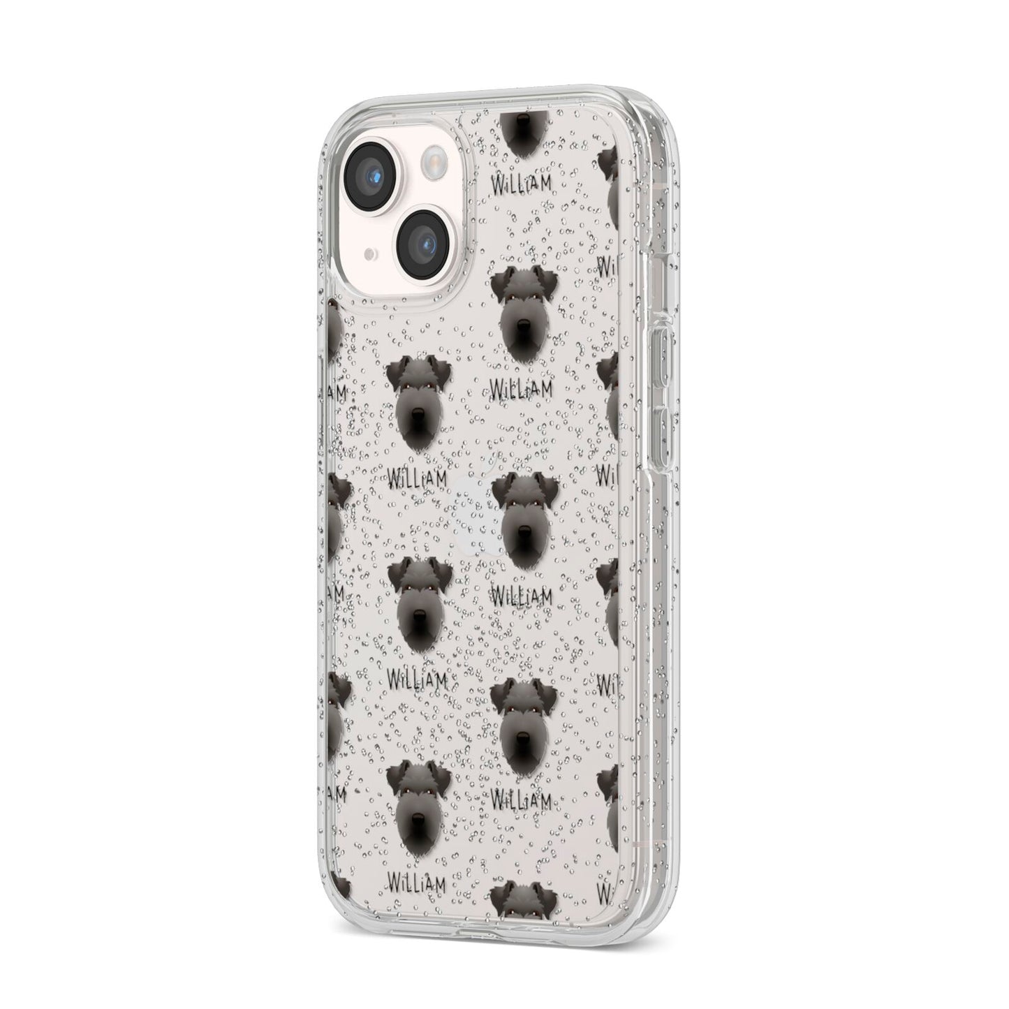 Lakeland Terrier Icon with Name iPhone 14 Glitter Tough Case Starlight Angled Image