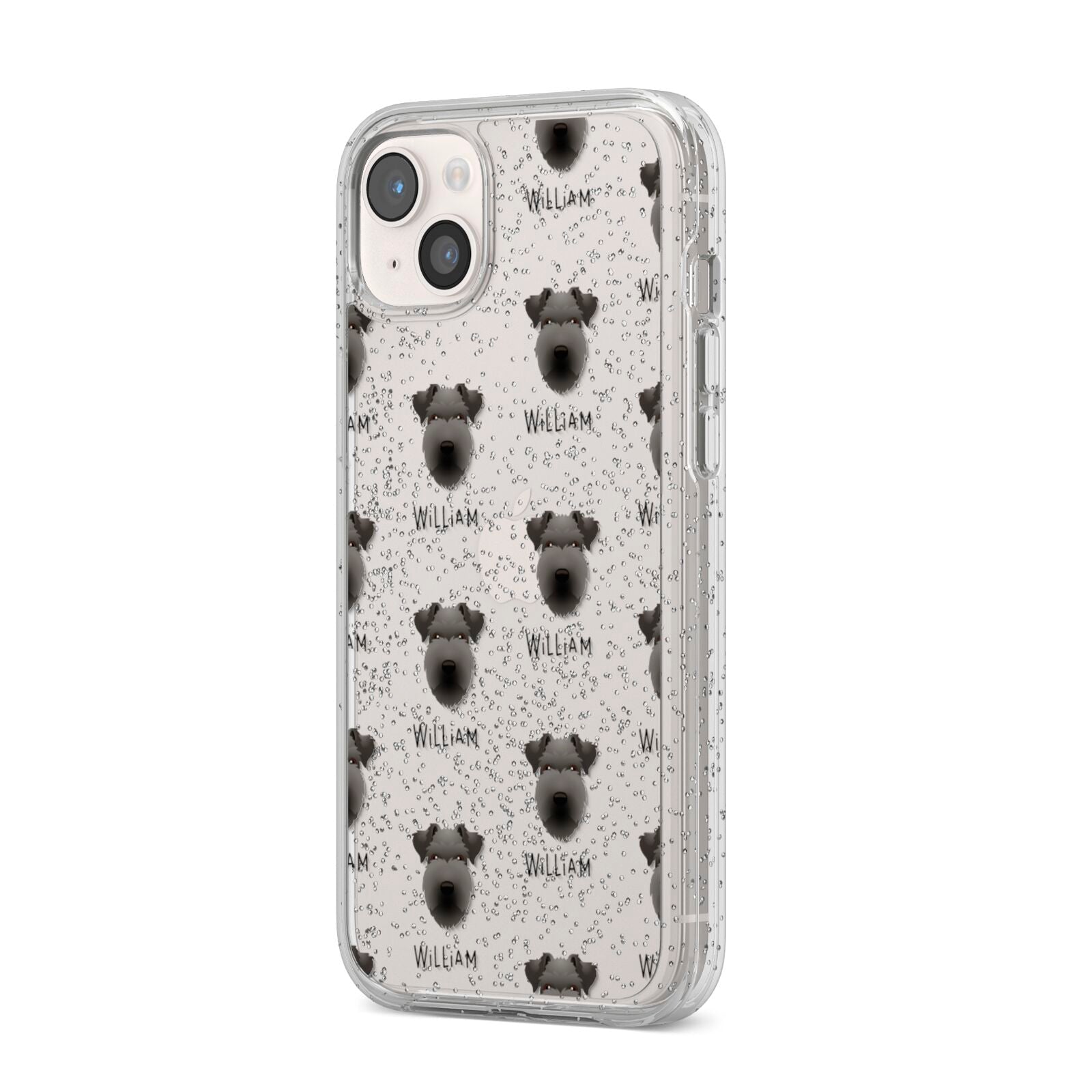Lakeland Terrier Icon with Name iPhone 14 Plus Glitter Tough Case Starlight Angled Image
